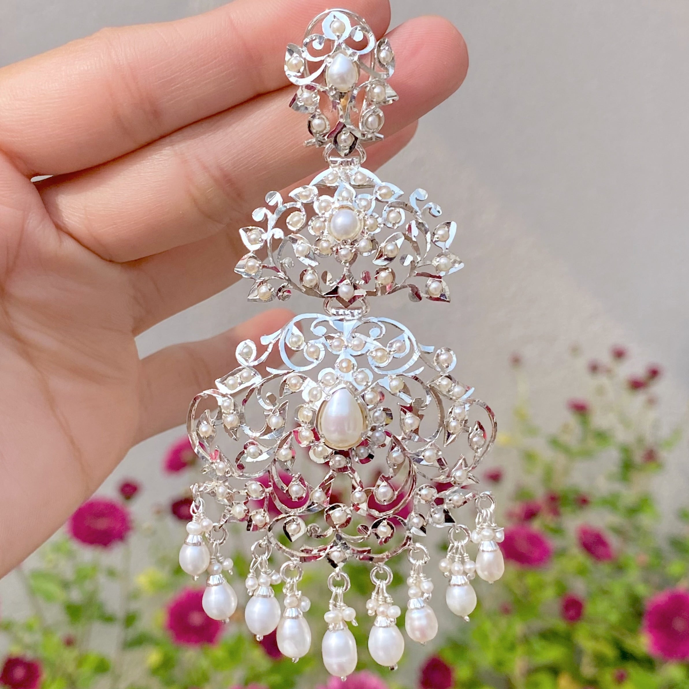 long indian danglers on sterling silver