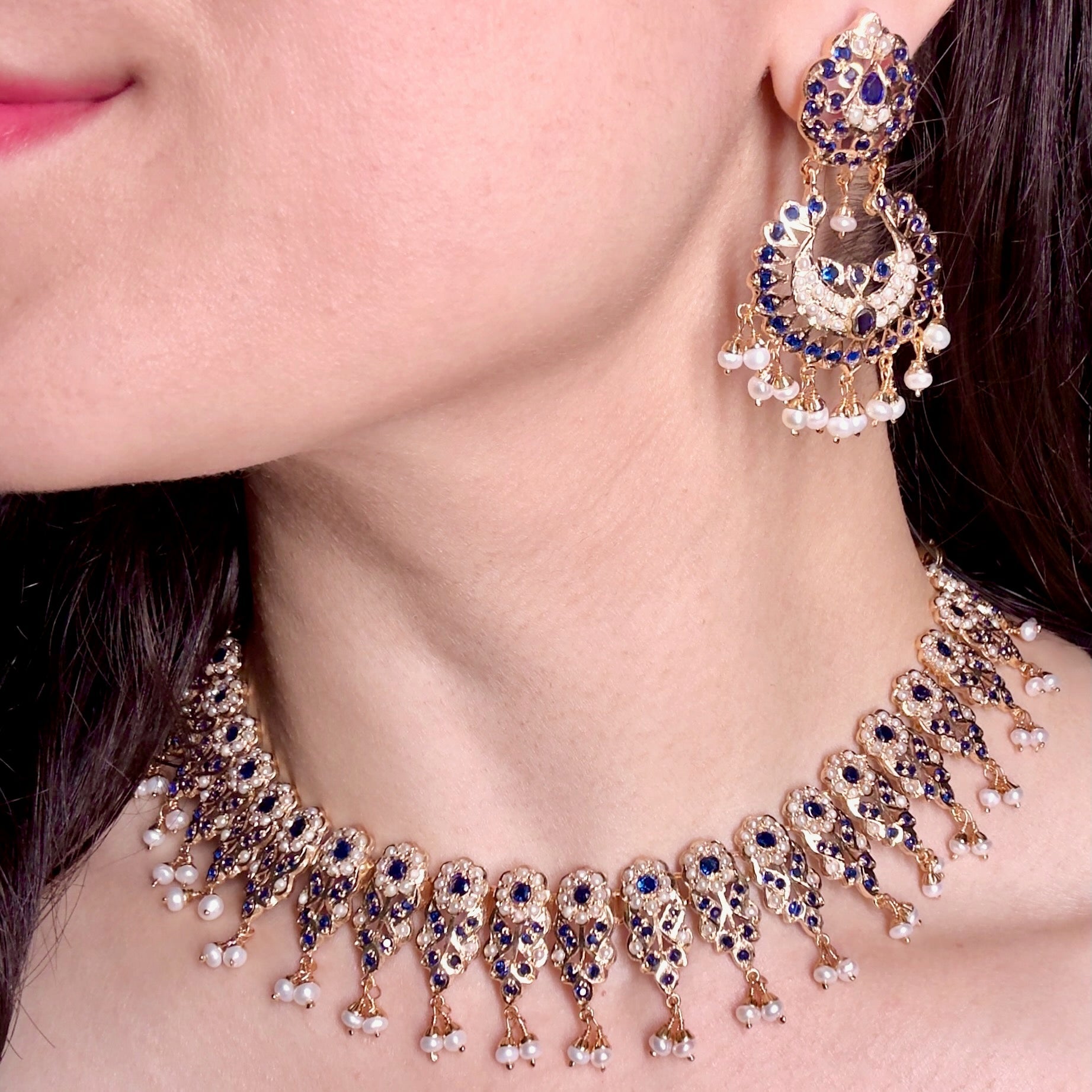 jadau necklace with chandbali