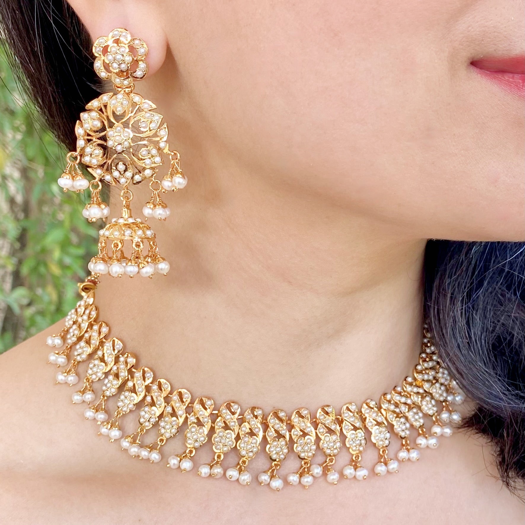 all pearls punjabi jadau set