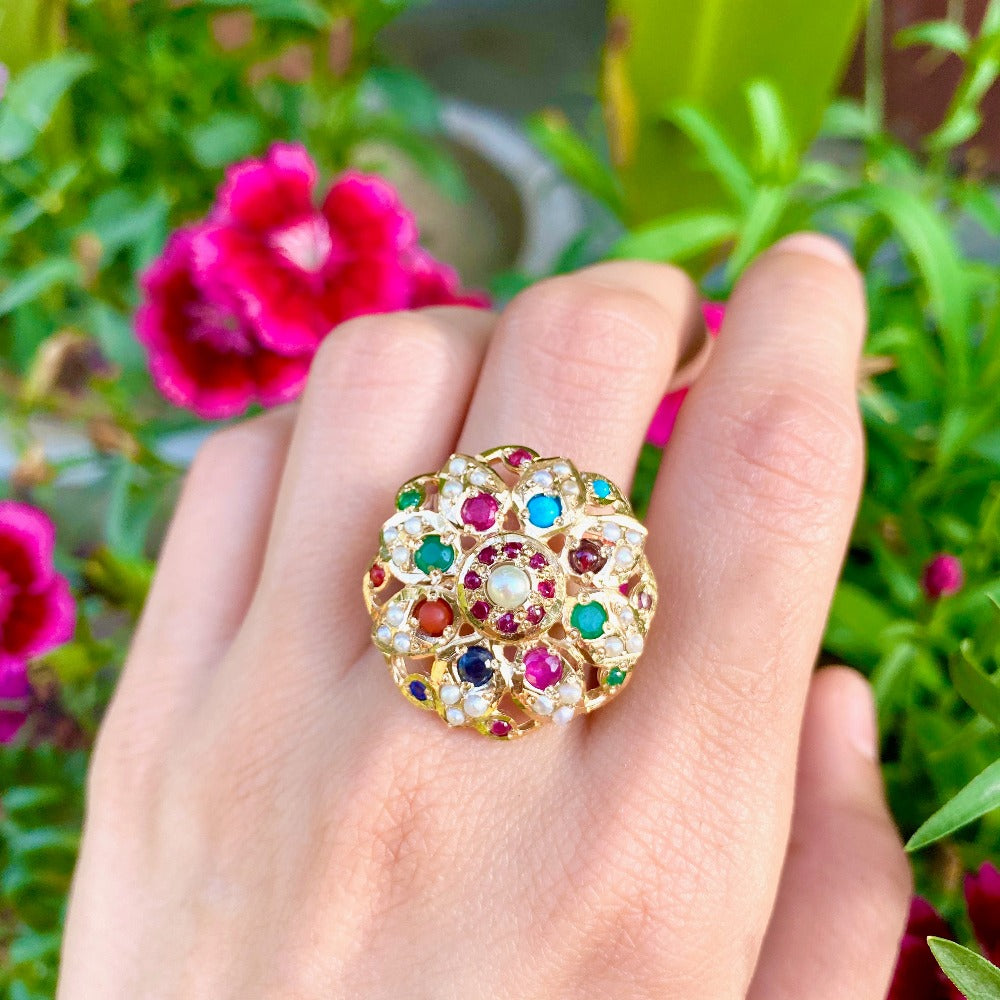 gold plated Navaratna ring