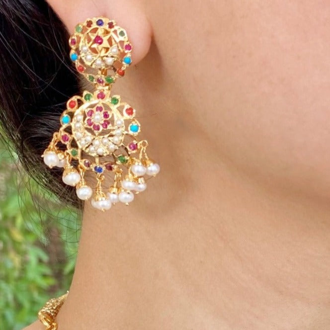 dainty navaratna earrings