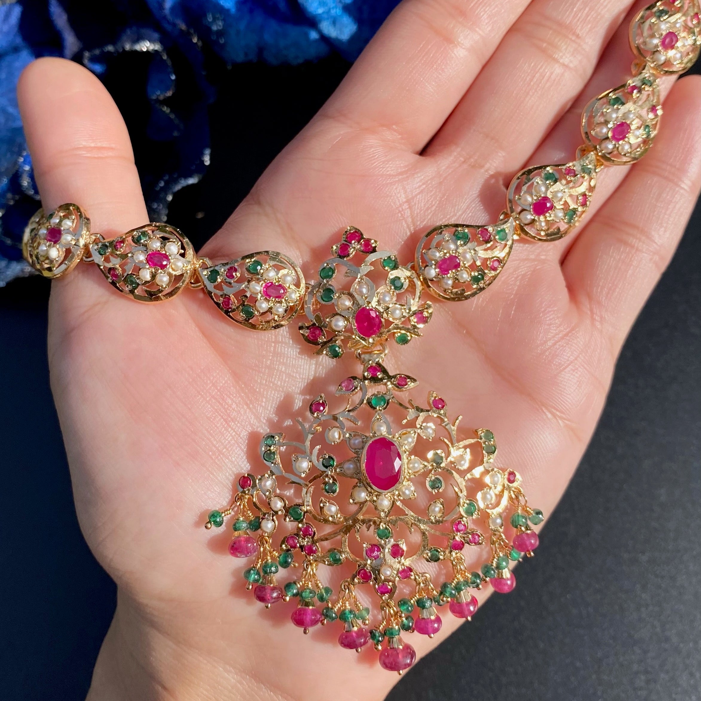 Classic Indian Necklace Set | Gold Plated on Silver NS 429