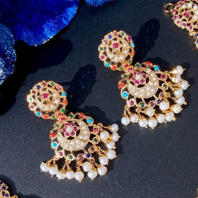 dainty navaratna earrings