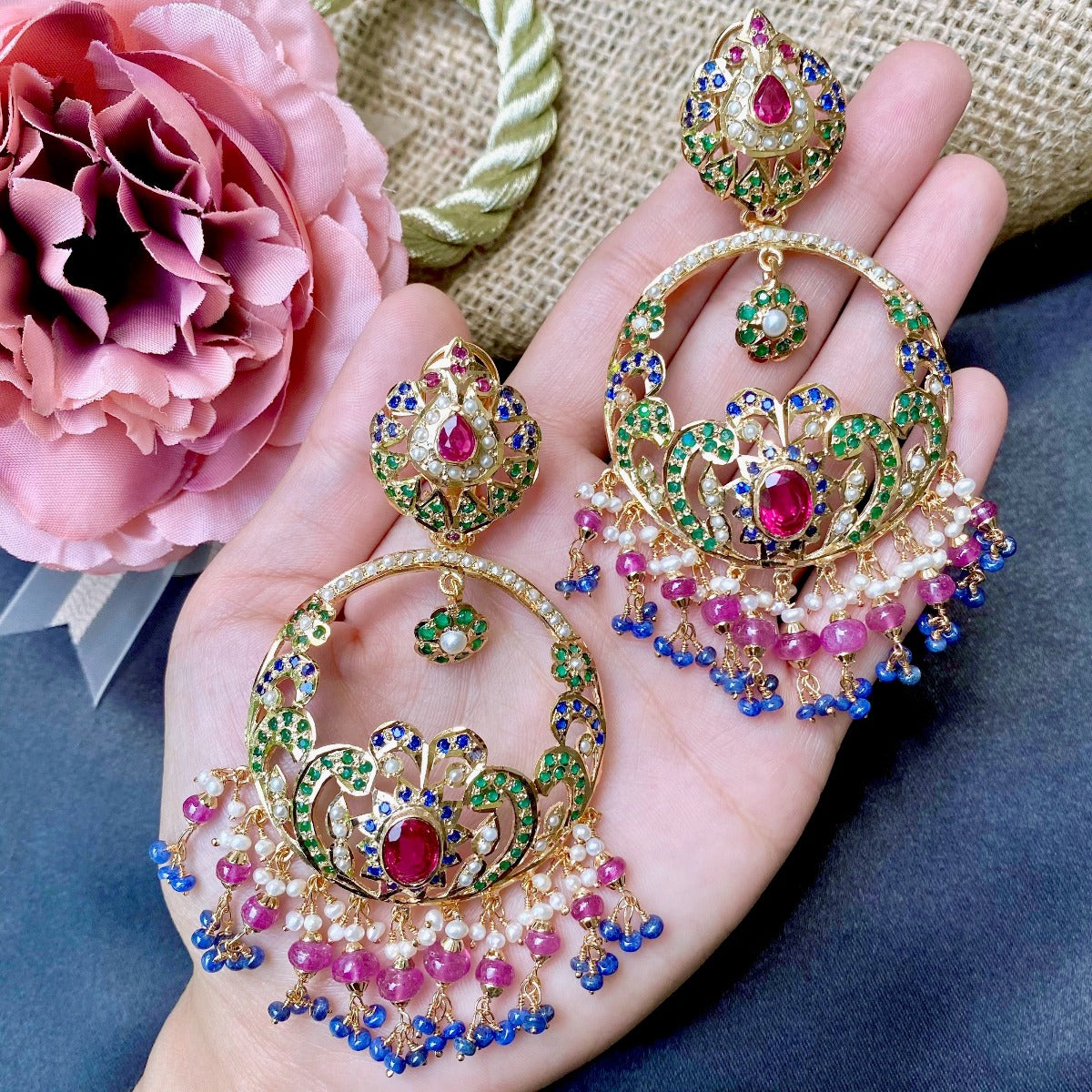 large jadau chandbali earrings