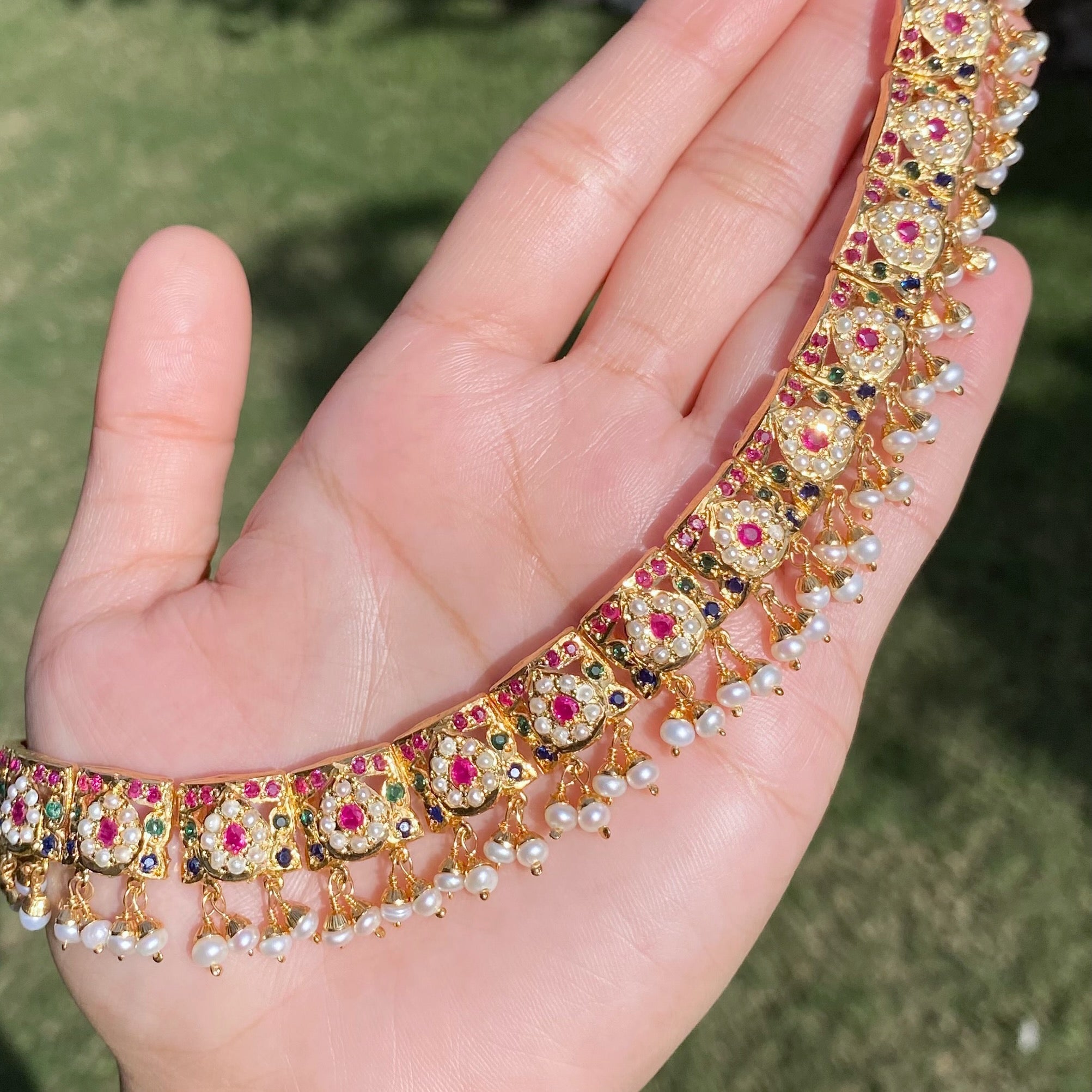 Elegant Jadau Set in Multicolor | Gold Plated Silver NS 431