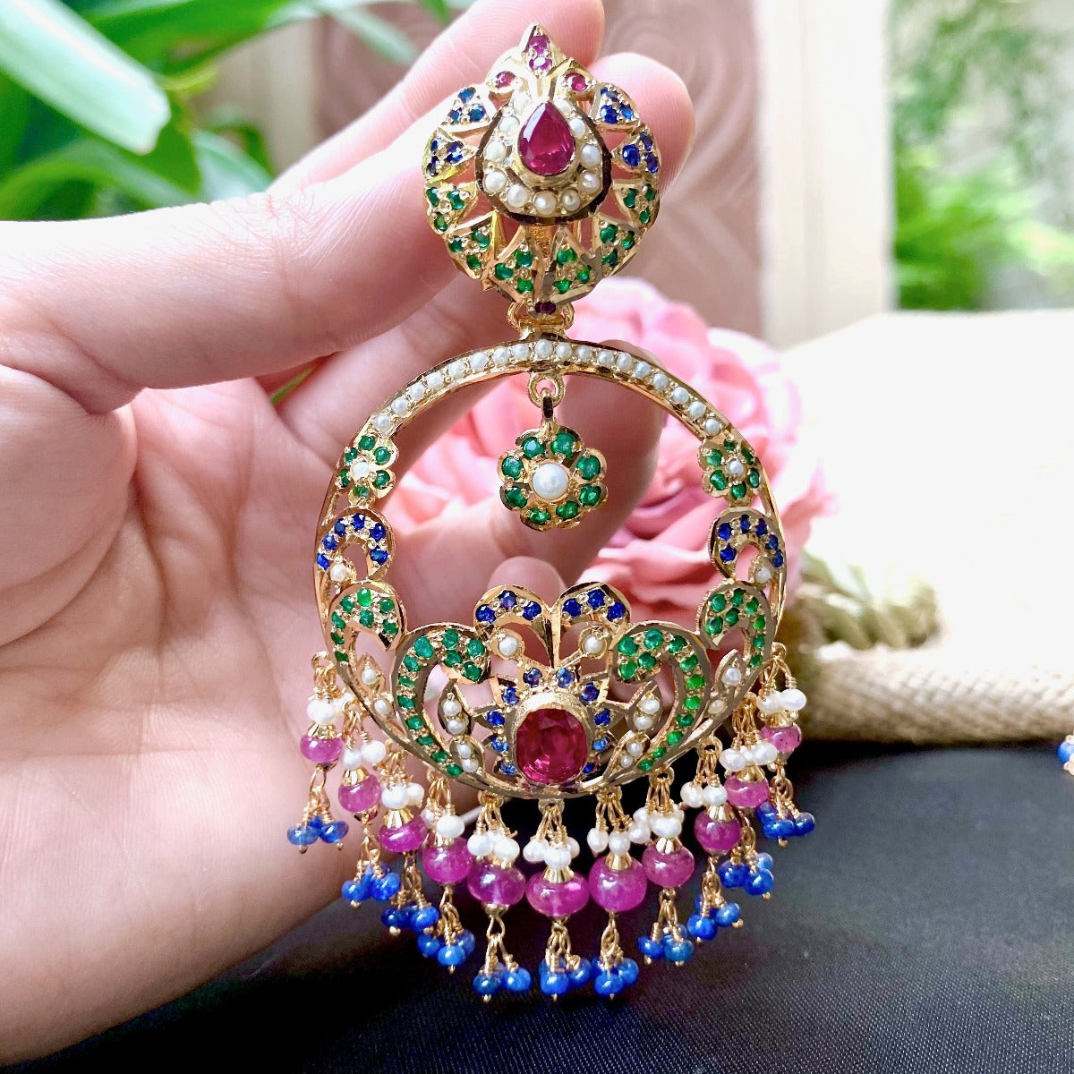 large jadau chandbali earrings