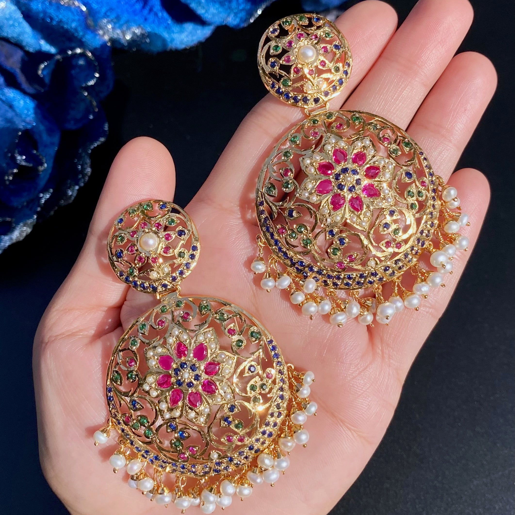 Elegant Jadau Set in Multicolor | Gold Plated Silver NS 431
