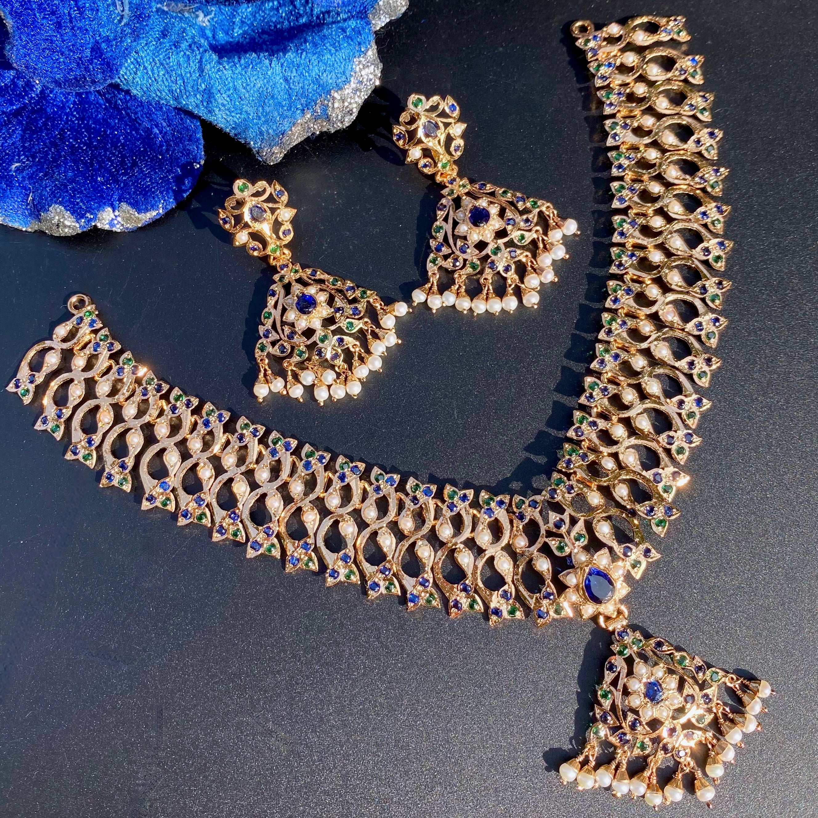 Exquisite Jadau Necklace Set in Unique Colors | NS 432