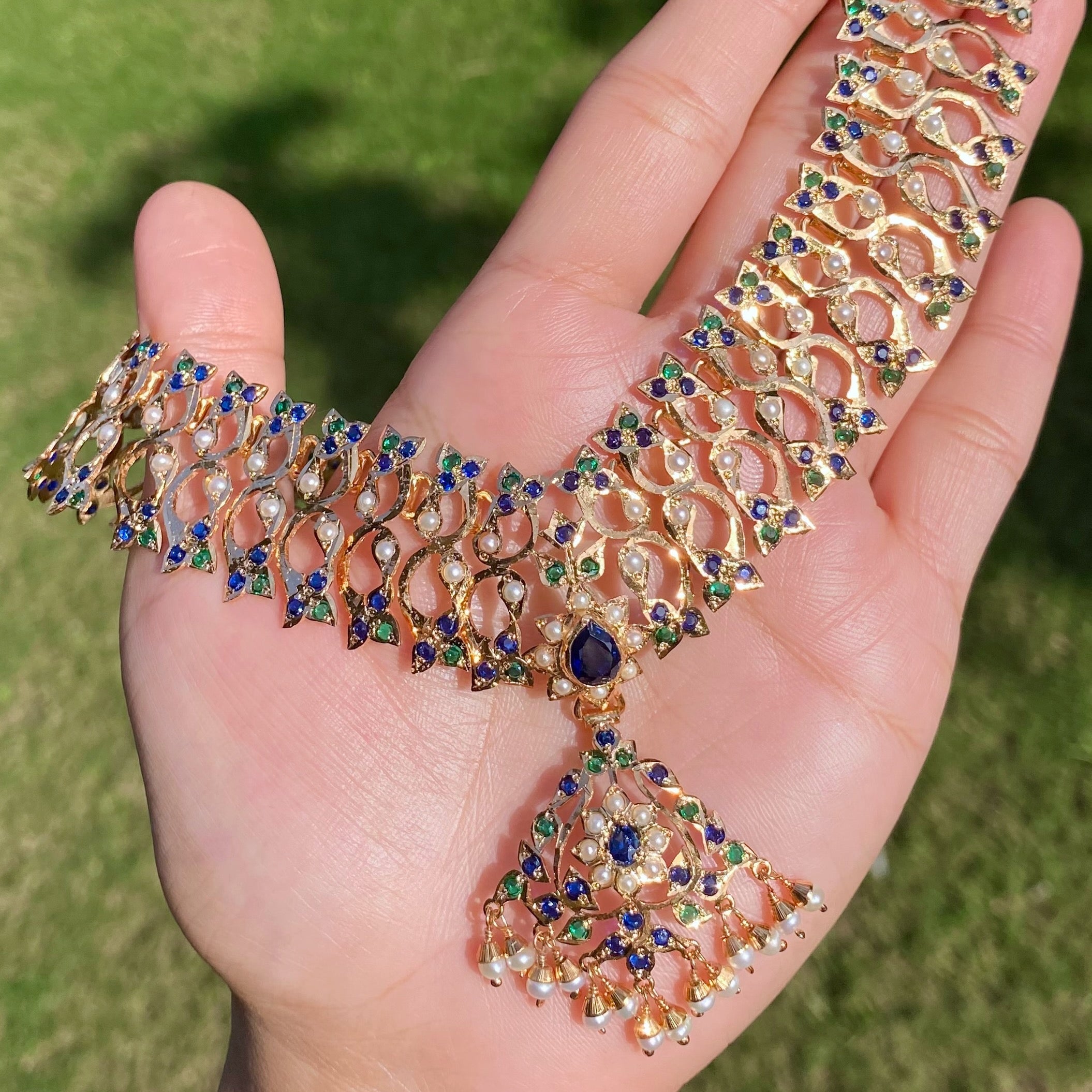 Exquisite Jadau Necklace Set in Unique Colors | NS 432