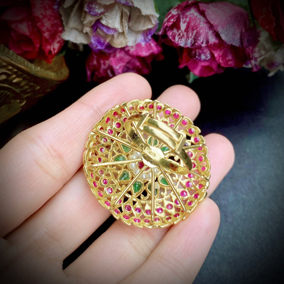 antique indian gold cocktail ring