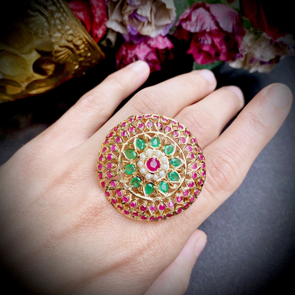 antique indian gold cocktail ring