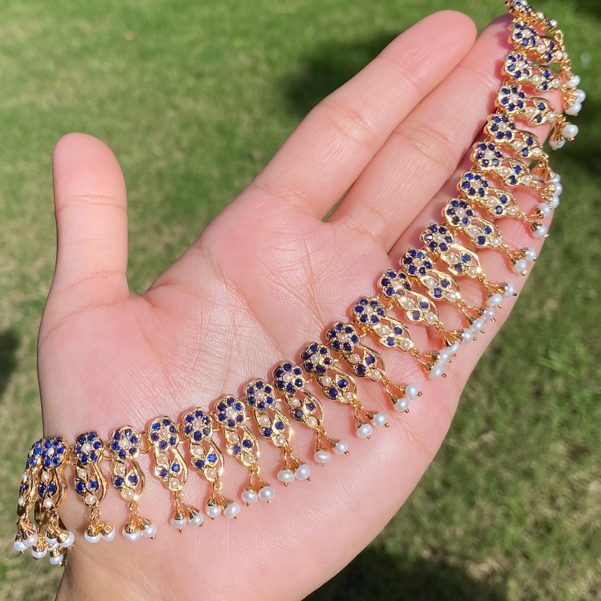 Classy Jadau Necklace Paired with Jhumkas | Gold Plated on Silver NS 437