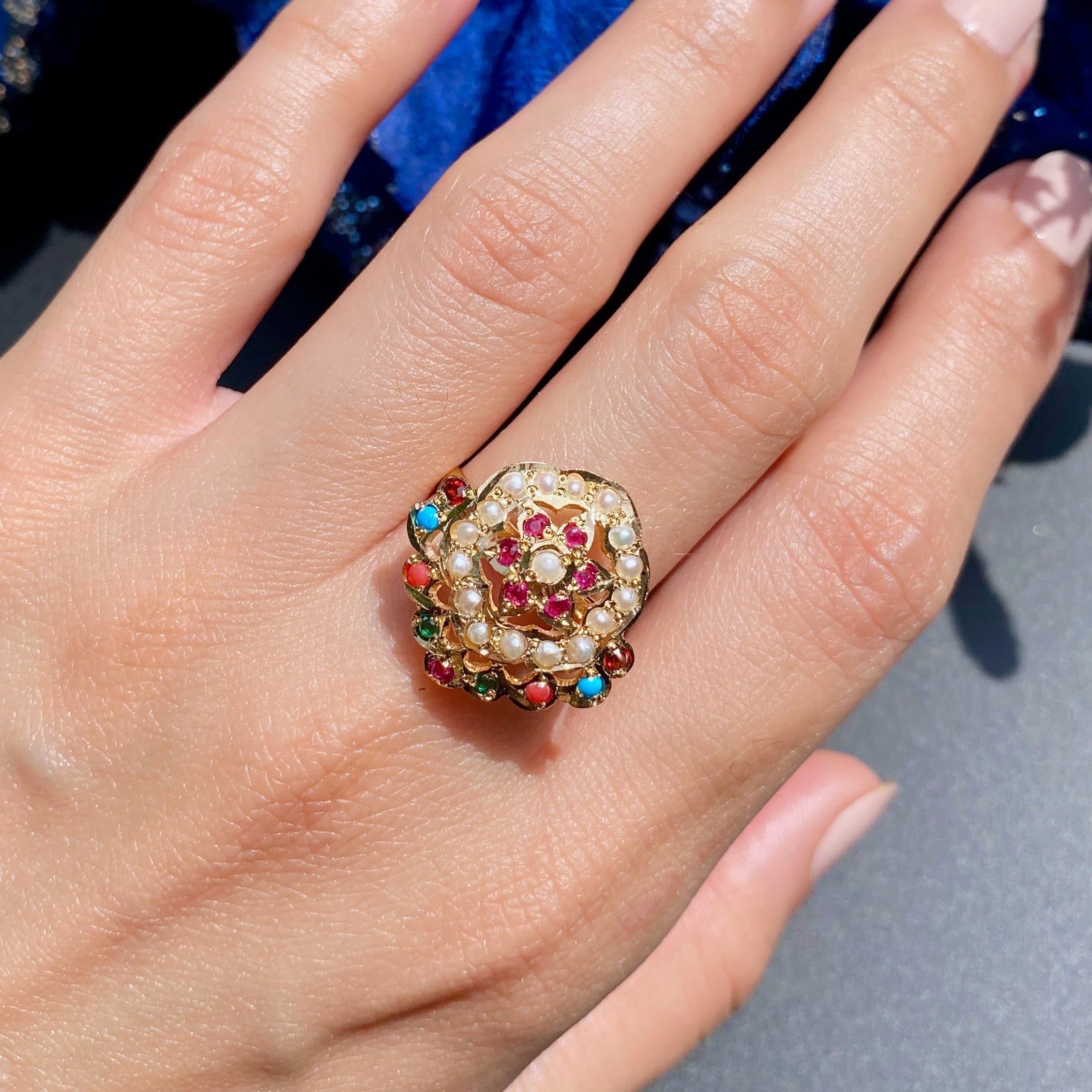 navratana ring gold plated silver