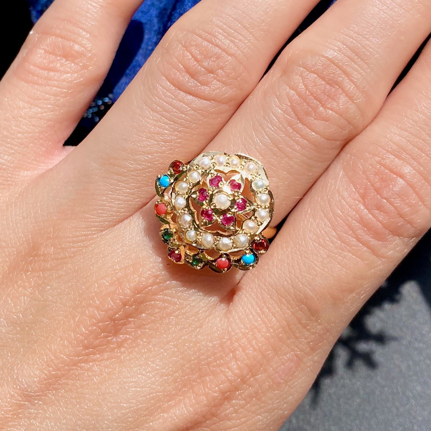 navratana ring gold plated silver