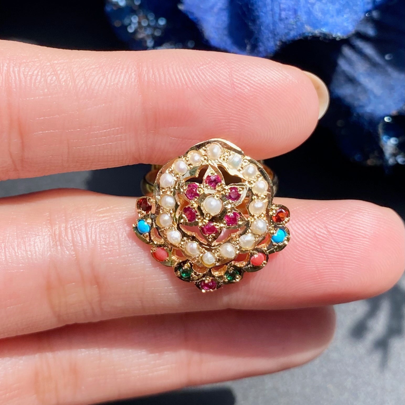 navratana ring gold plated silver