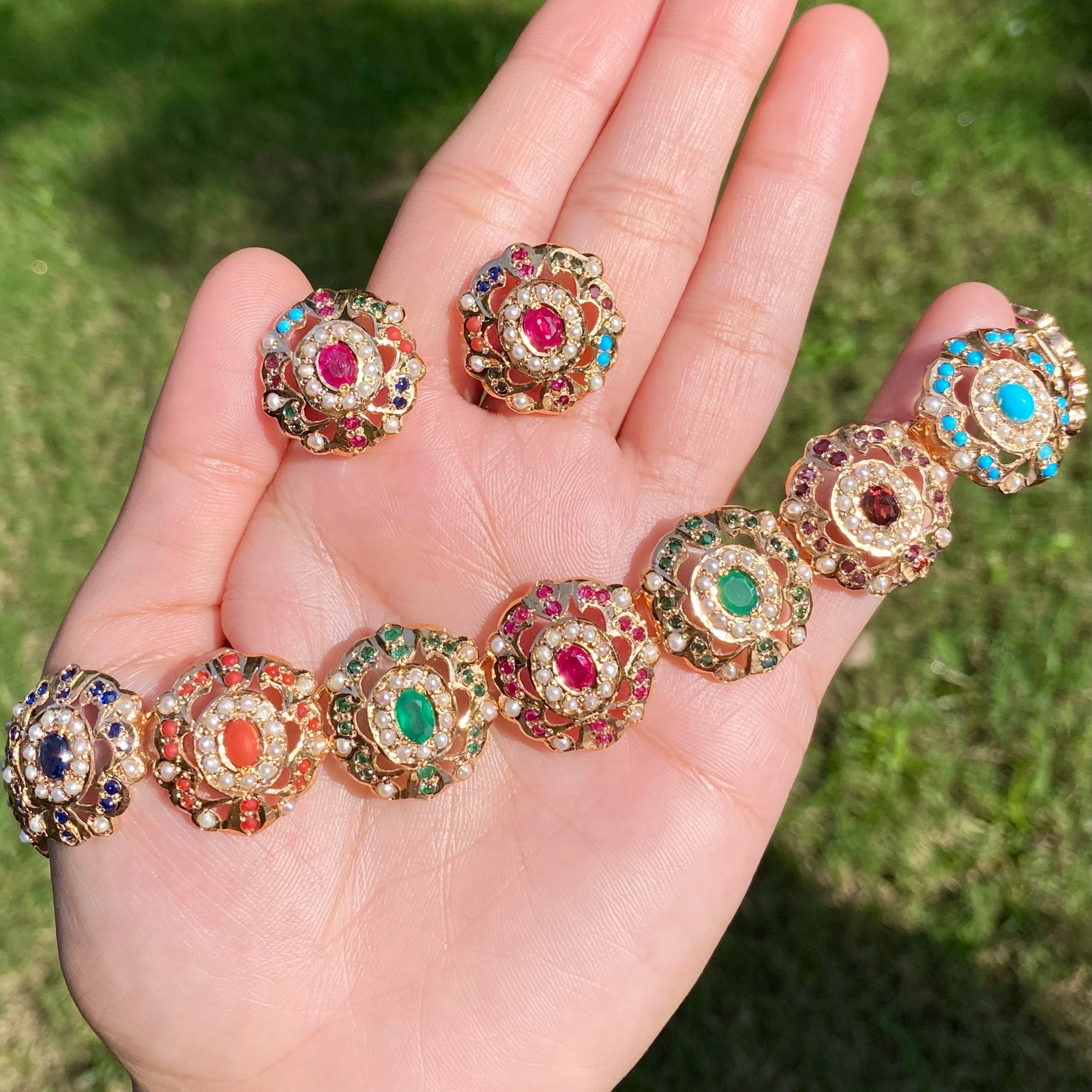 Premium Gold Plated Jadau Choker Set | Sterling Silver Base NS 435