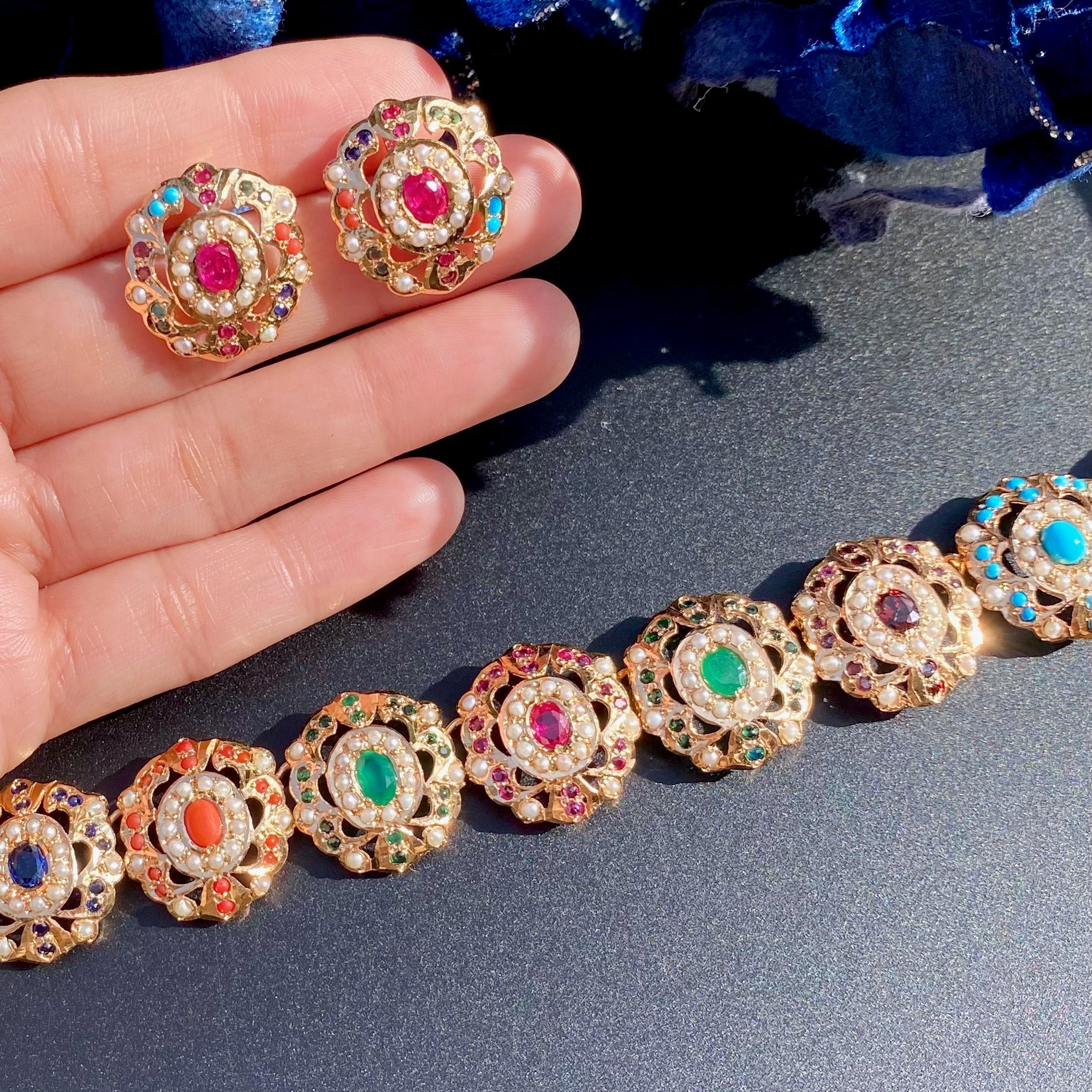 Premium Gold Plated Jadau Choker Set | Sterling Silver Base NS 435