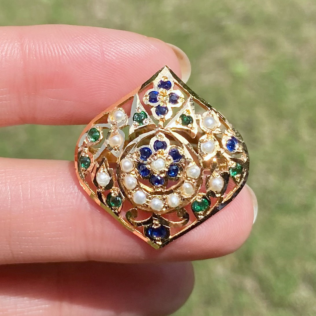 cocktail ring gold plated 925 silver