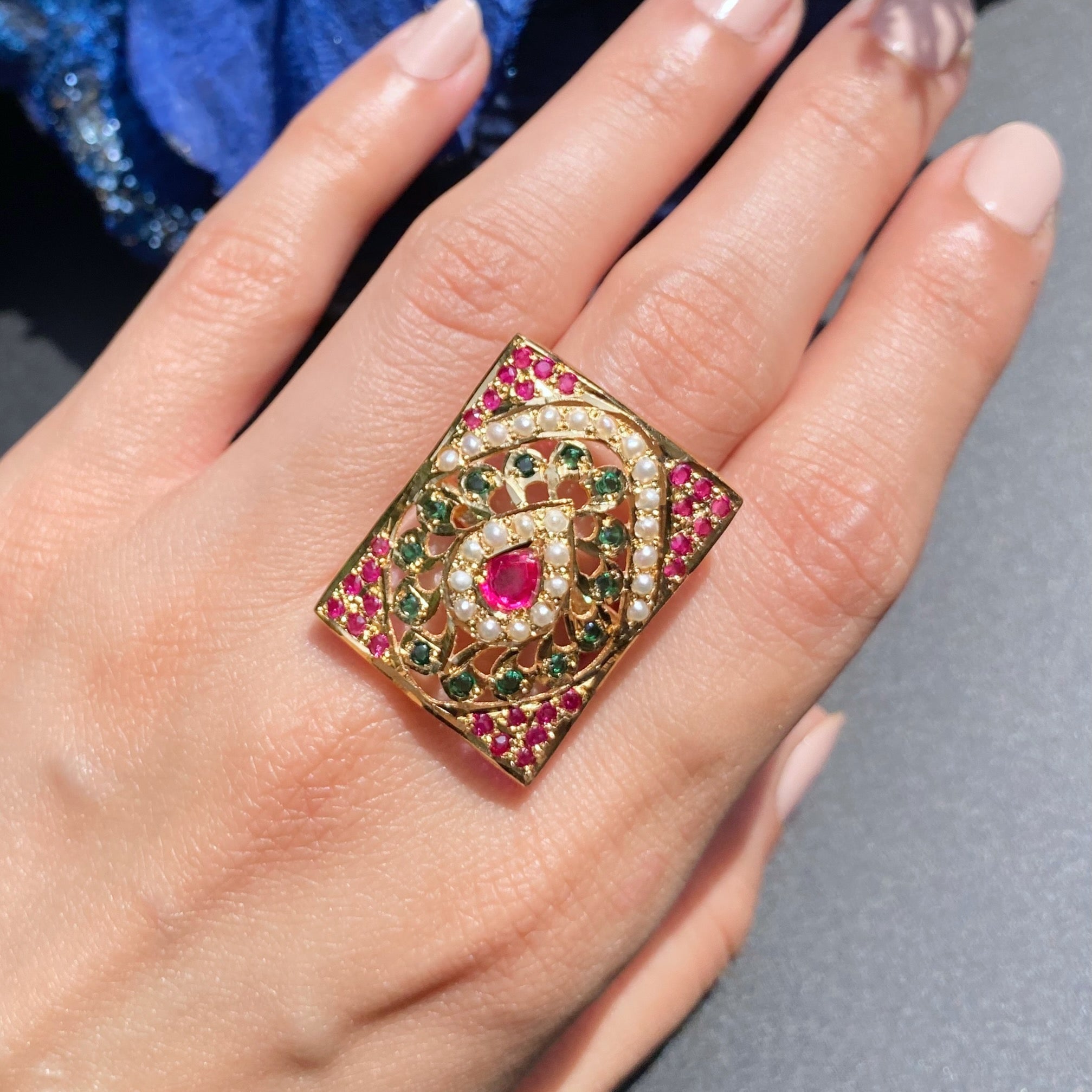 Ladies cocktail ring on sterling silver
with gold plating