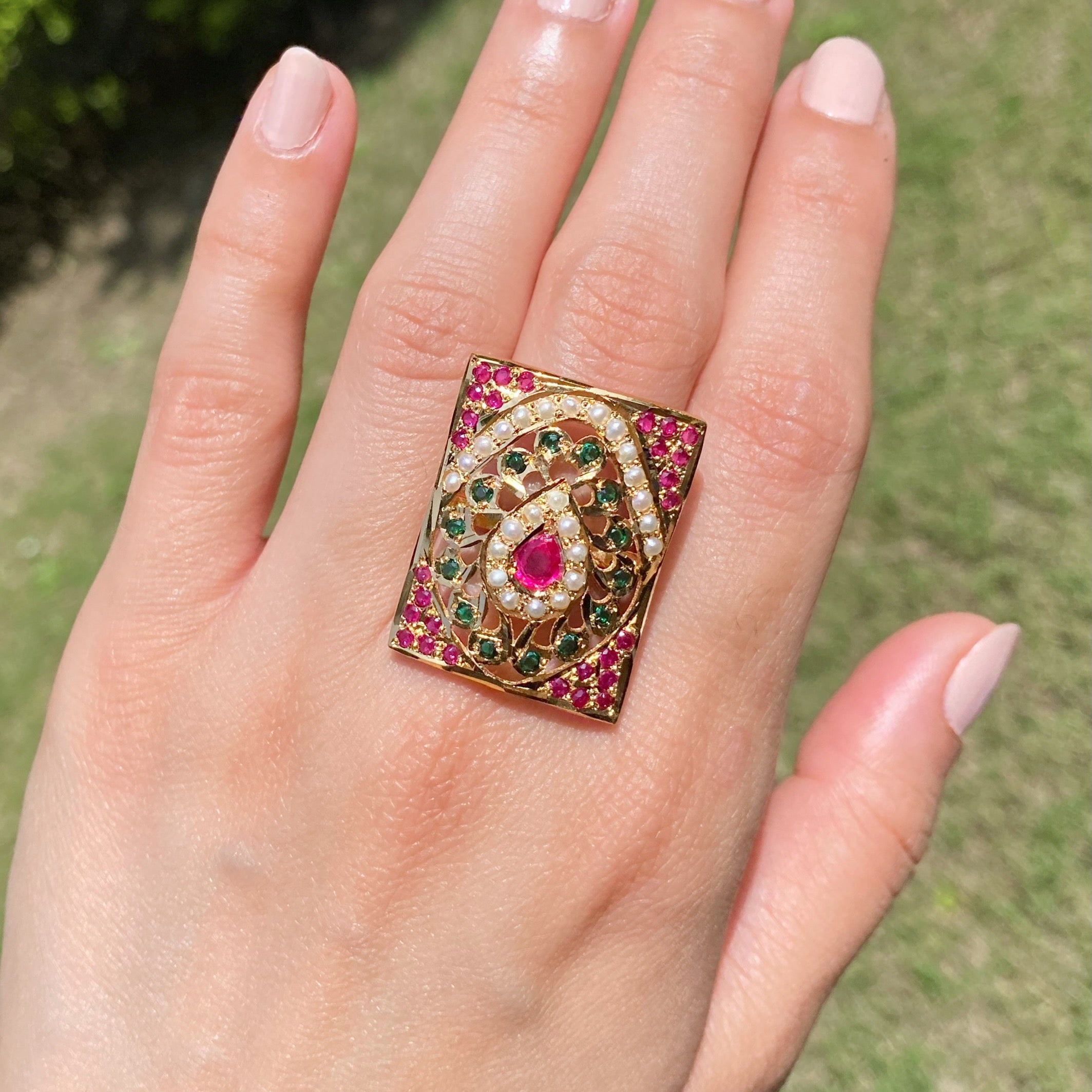 jadau ring gold plated sterling silver