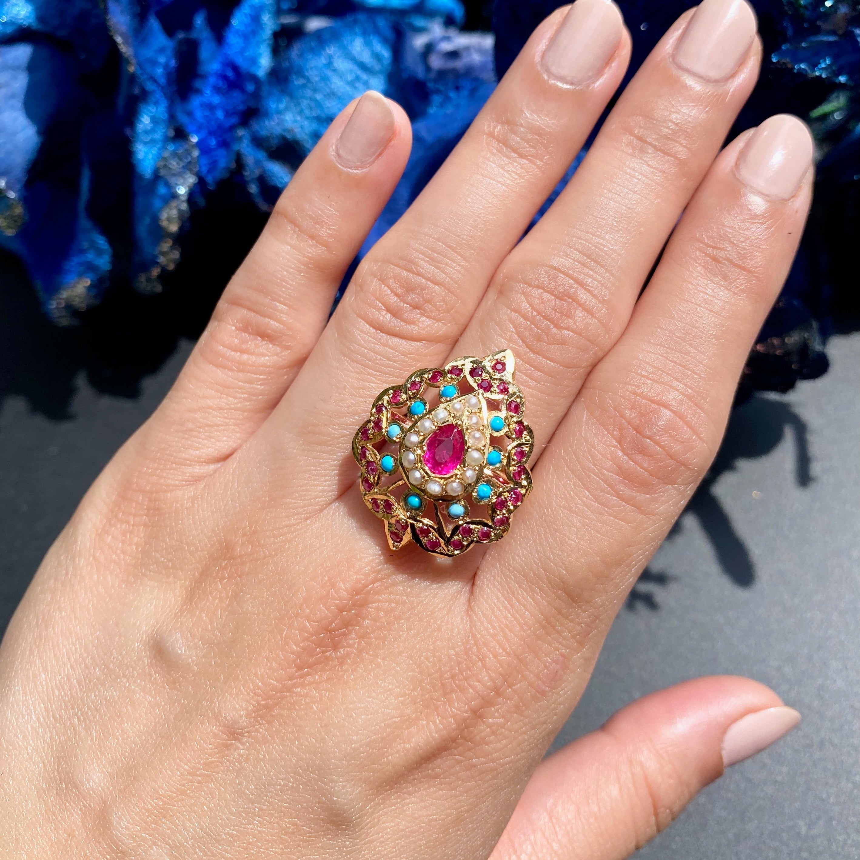 turquoise indian finger ring for women