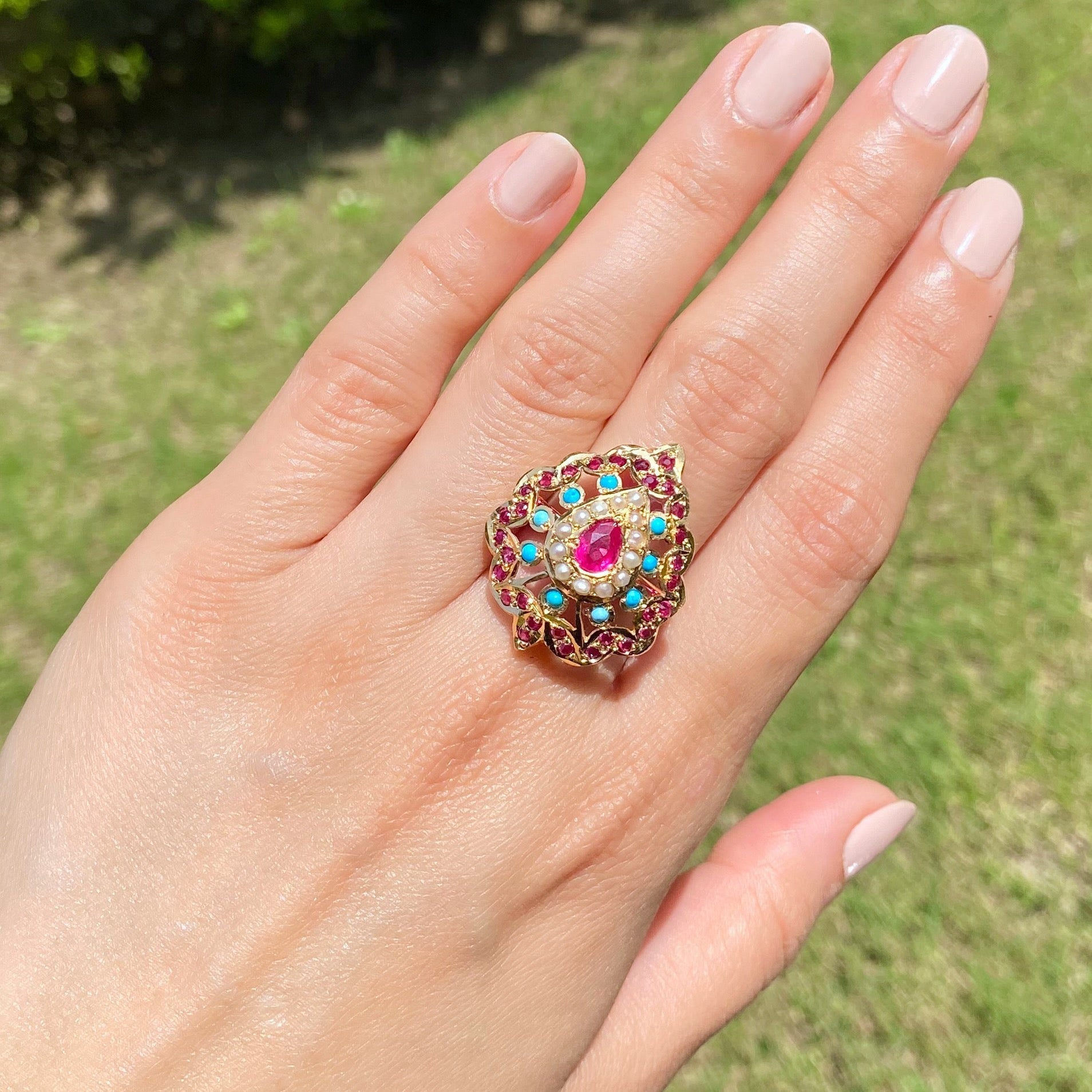 turquoise indian finger ring for women