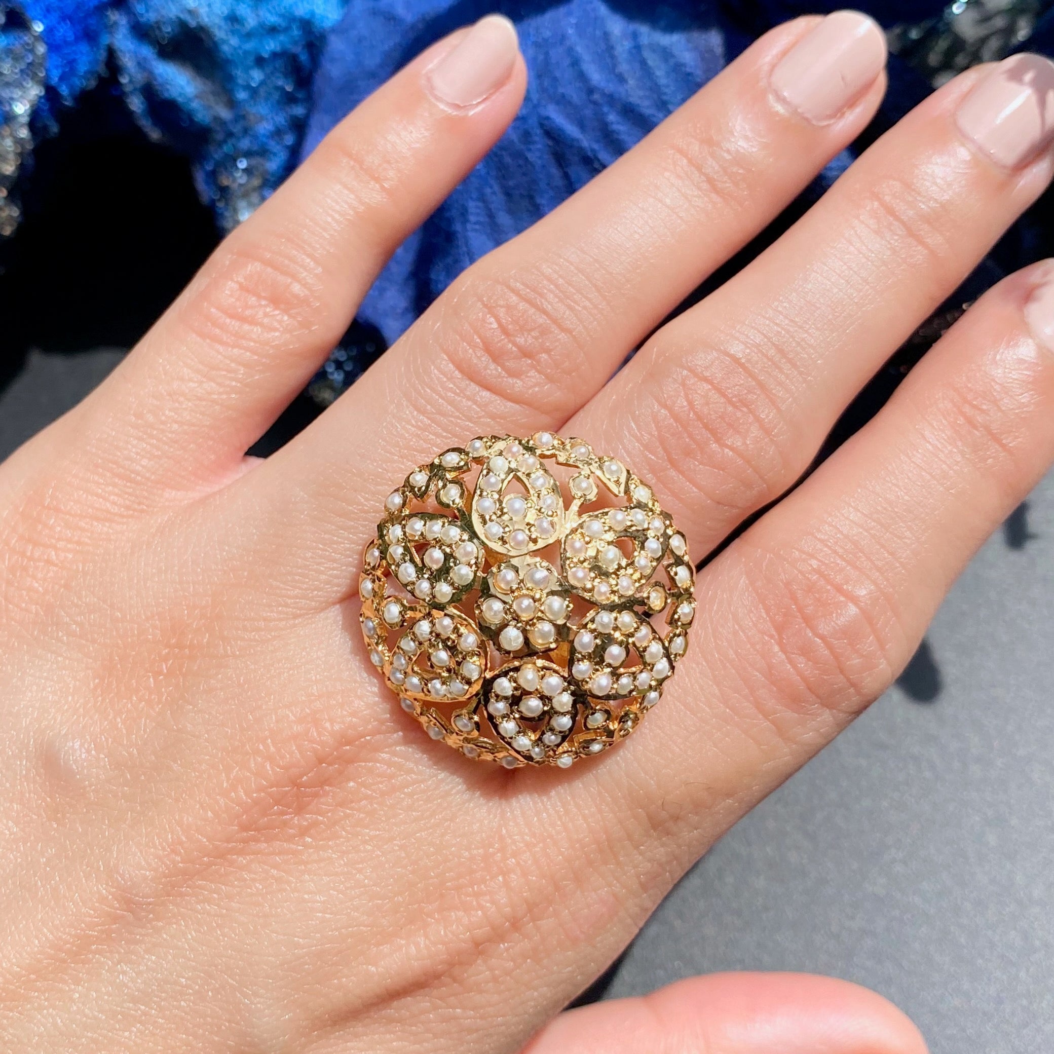 pearl indian finger ring for women