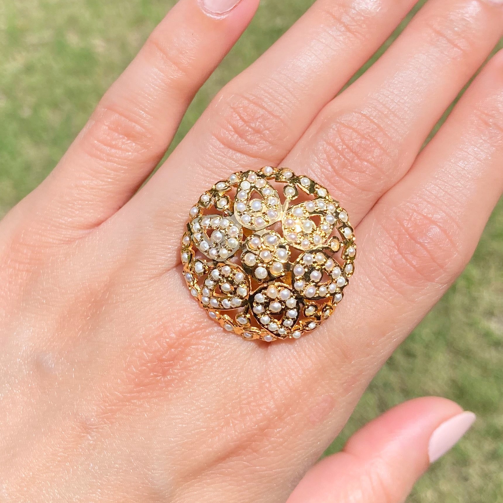 pearl indian finger ring for women