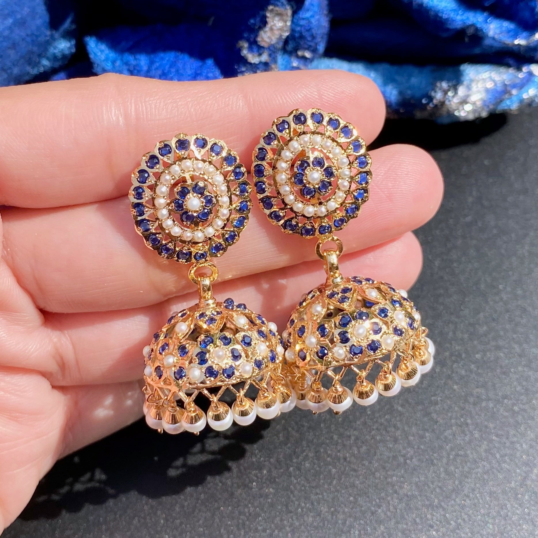 Classy Jadau Necklace Paired with Jhumkas | Gold Plated on Silver NS 437