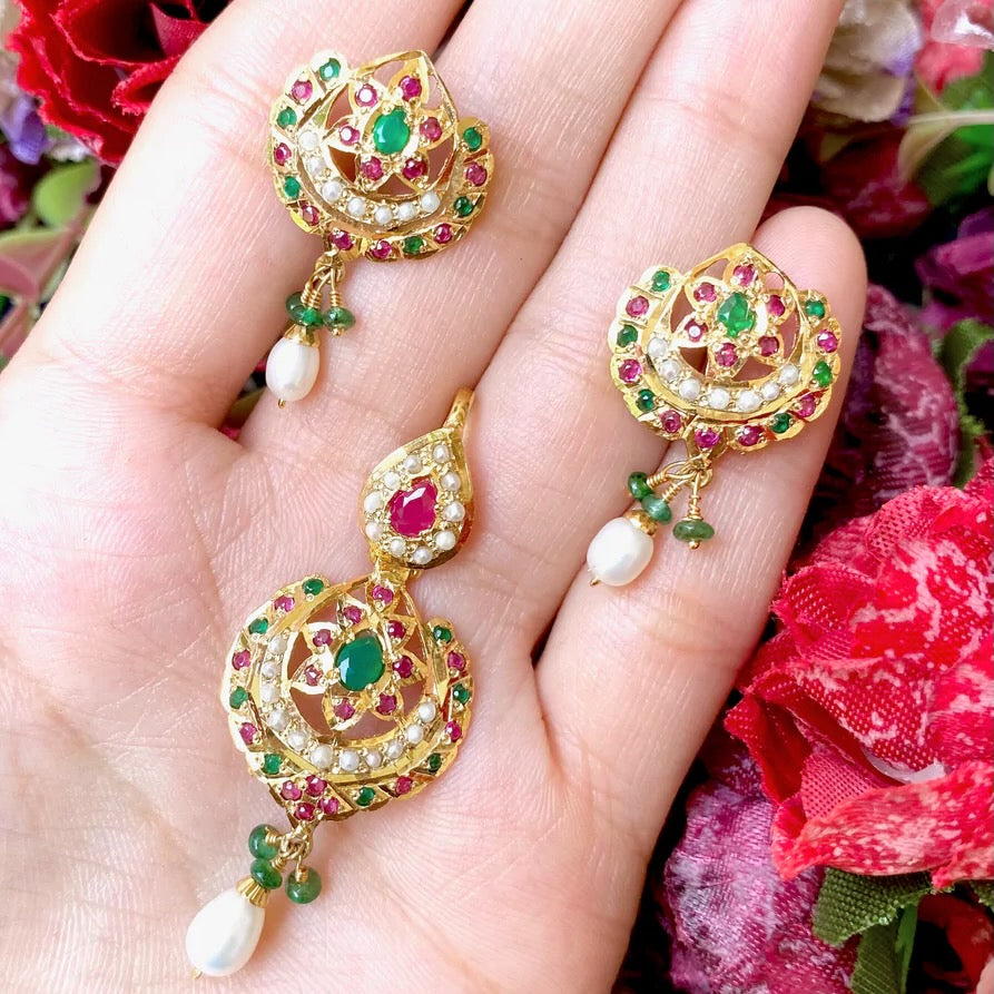 pakistani ruby emerald pendant set