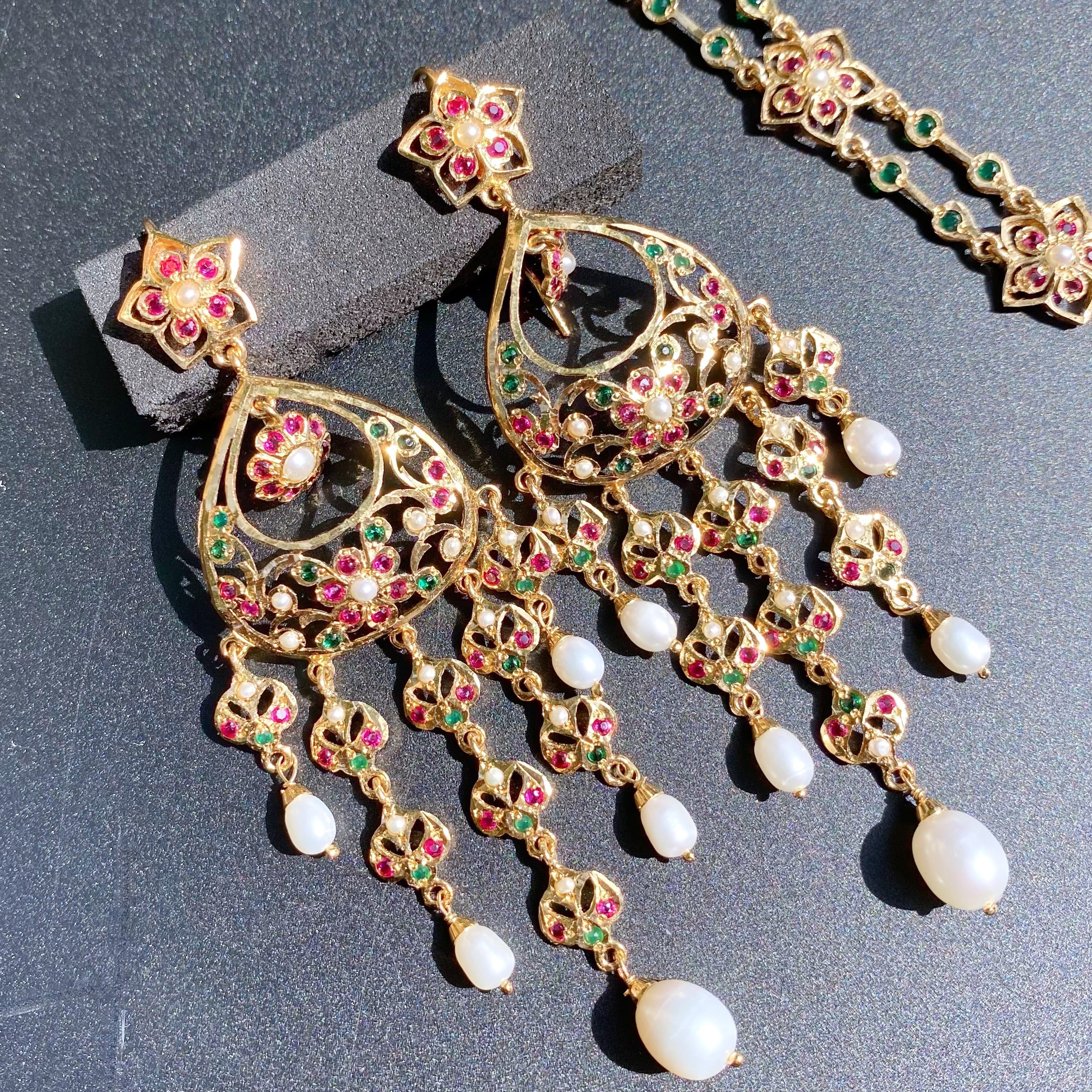 Classy Arabian Styled Stone Necklace Set | Gold Plated on 925 Silver NS 439