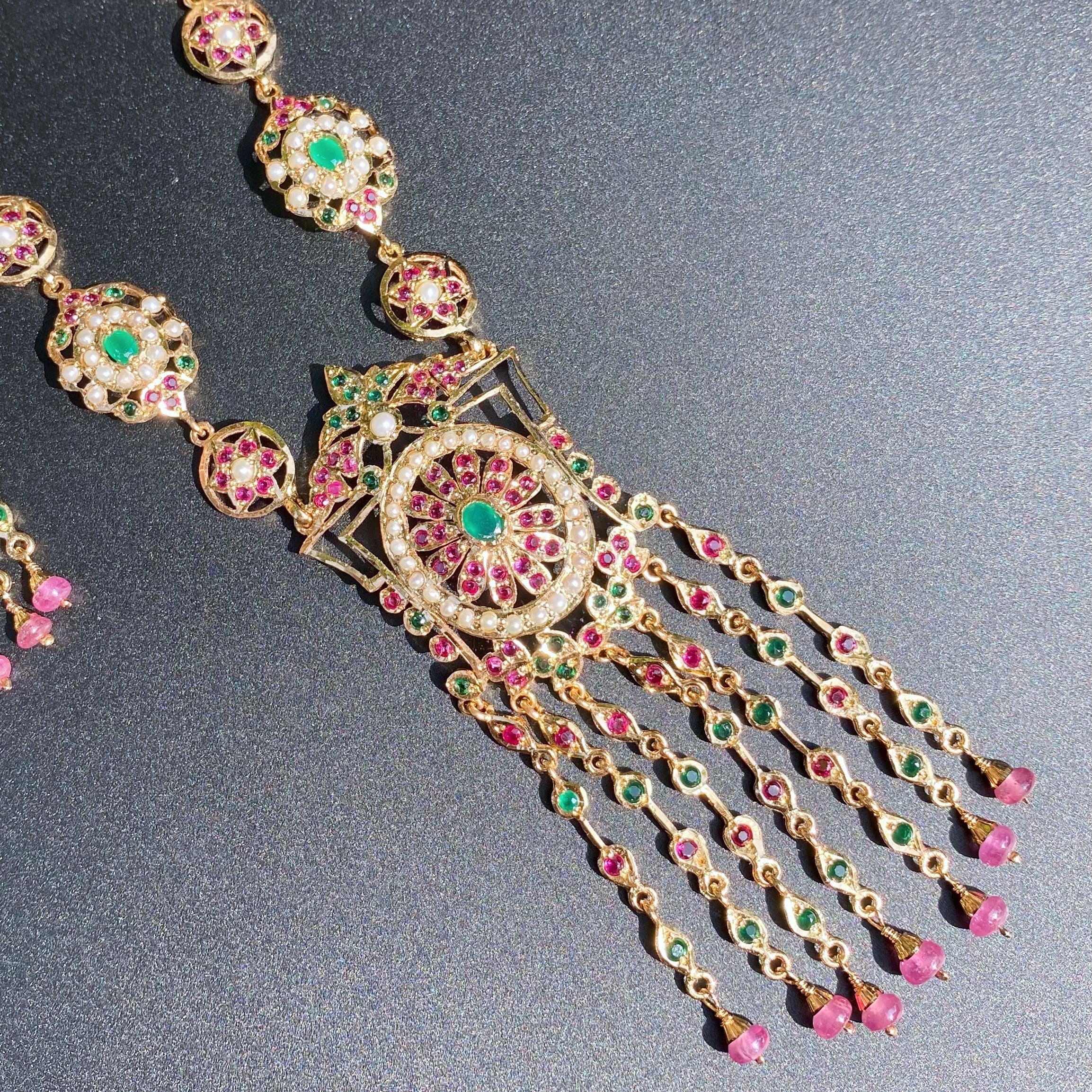 Classy Arabian Styled Necklace Set | Gold Plated on Silver Base NS 440