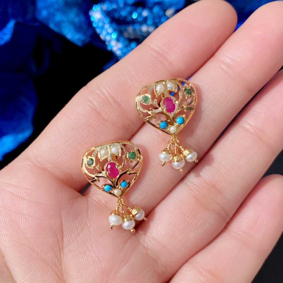 small Navaratna earrings