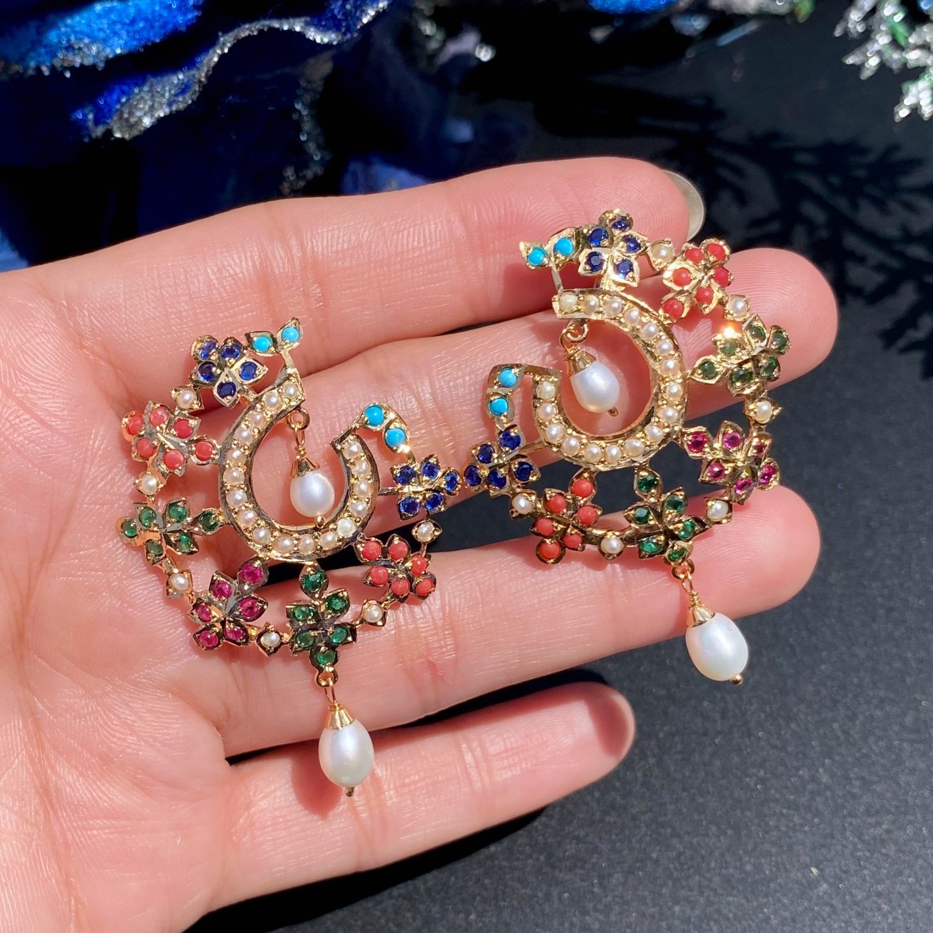 indian navratna stud earrings