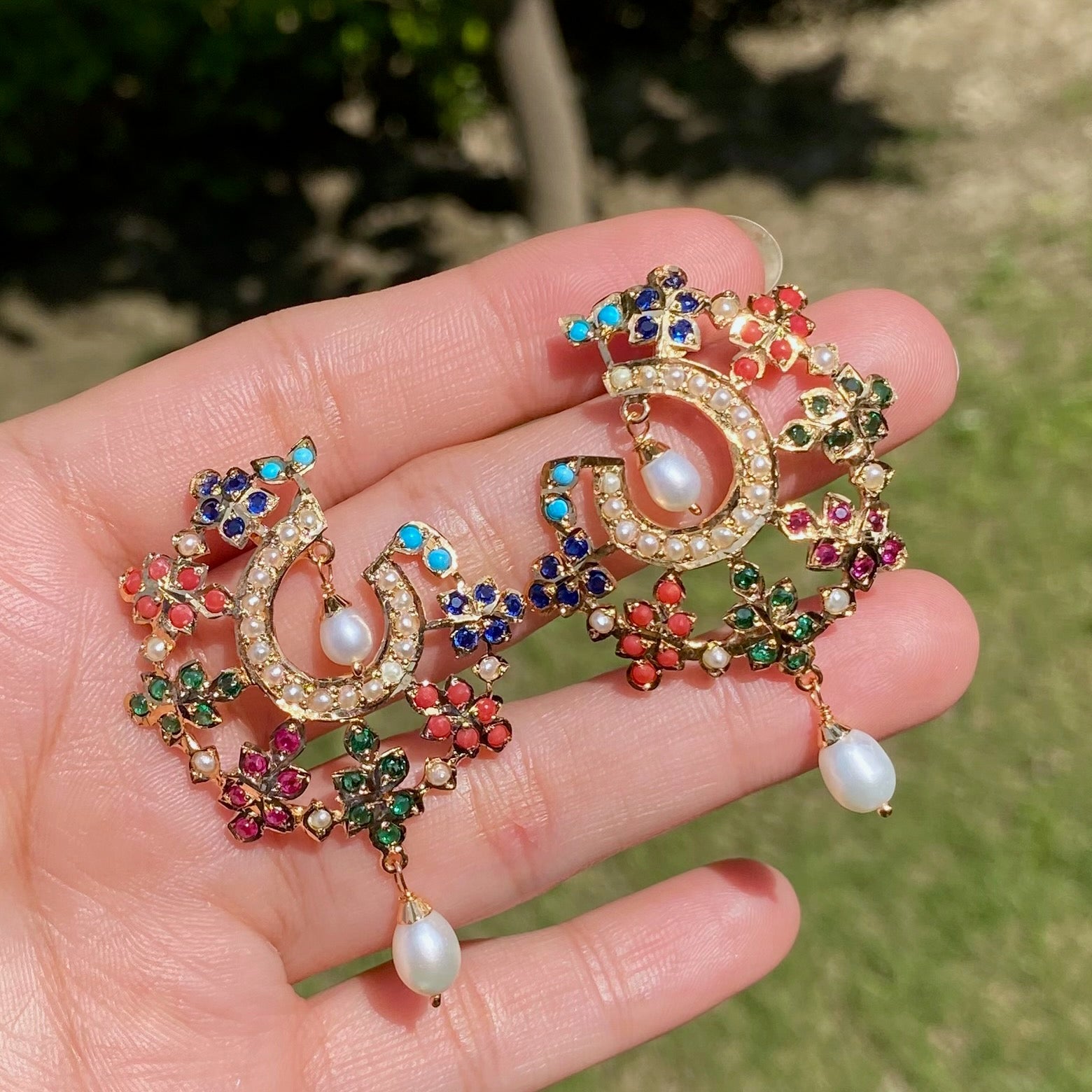 indian navratna stud earrings