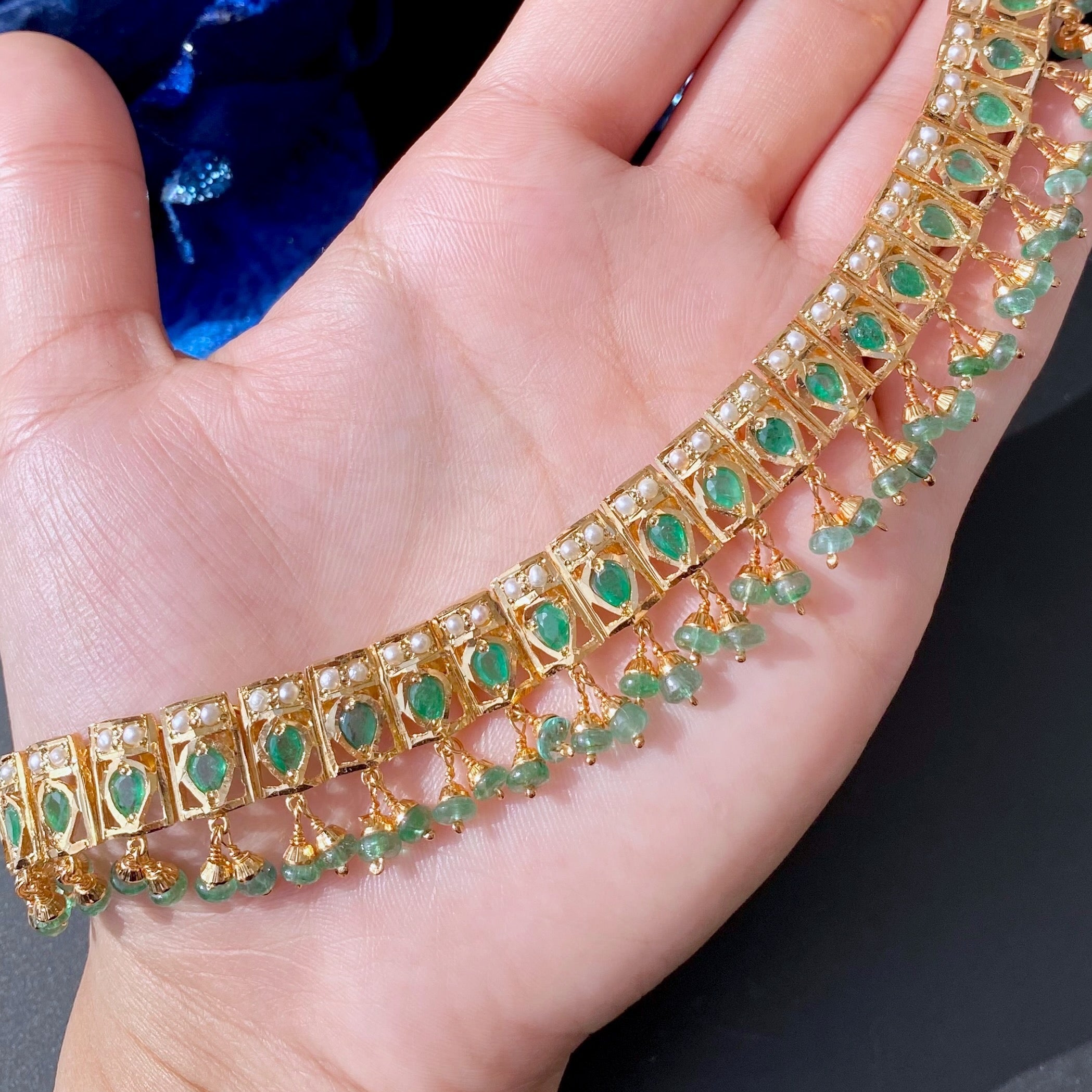 emerald pearl necklace set