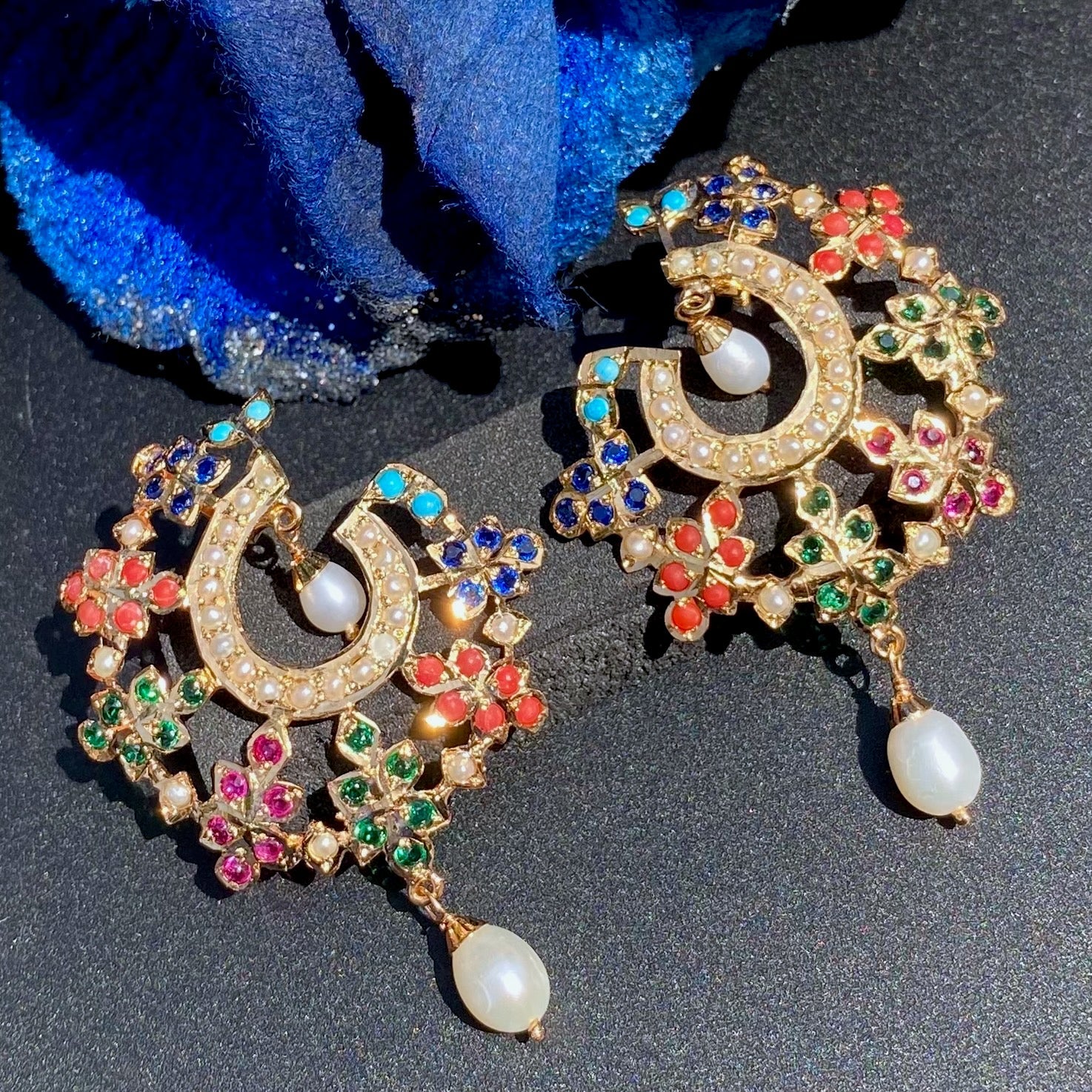 indian navratna stud earrings