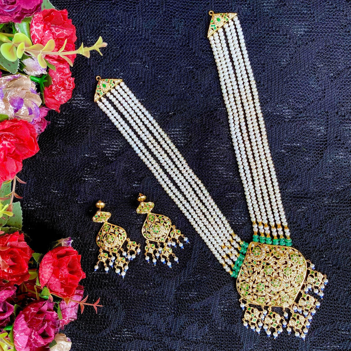 gold plated Hyderabadi rani haar set