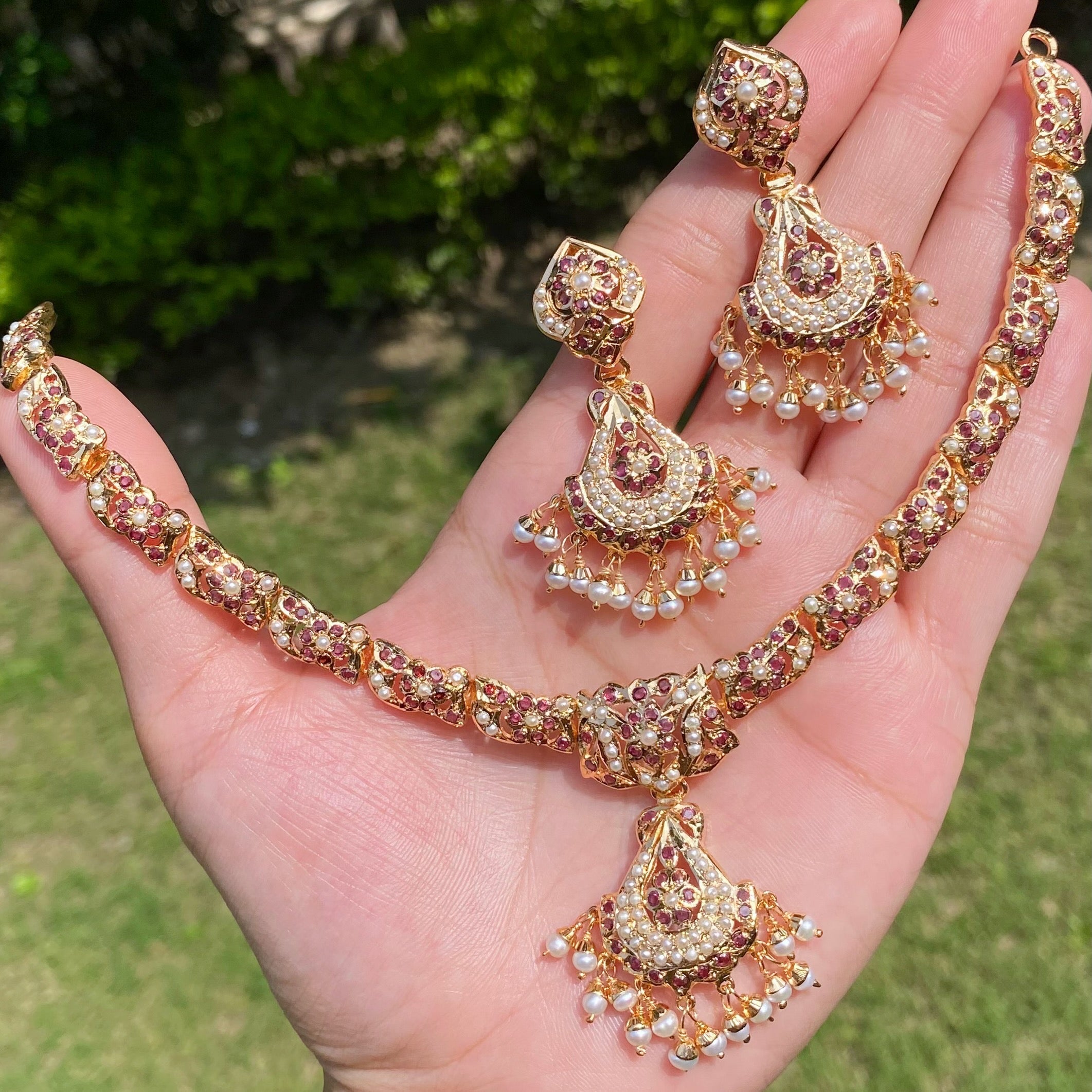 garnet necklace indian