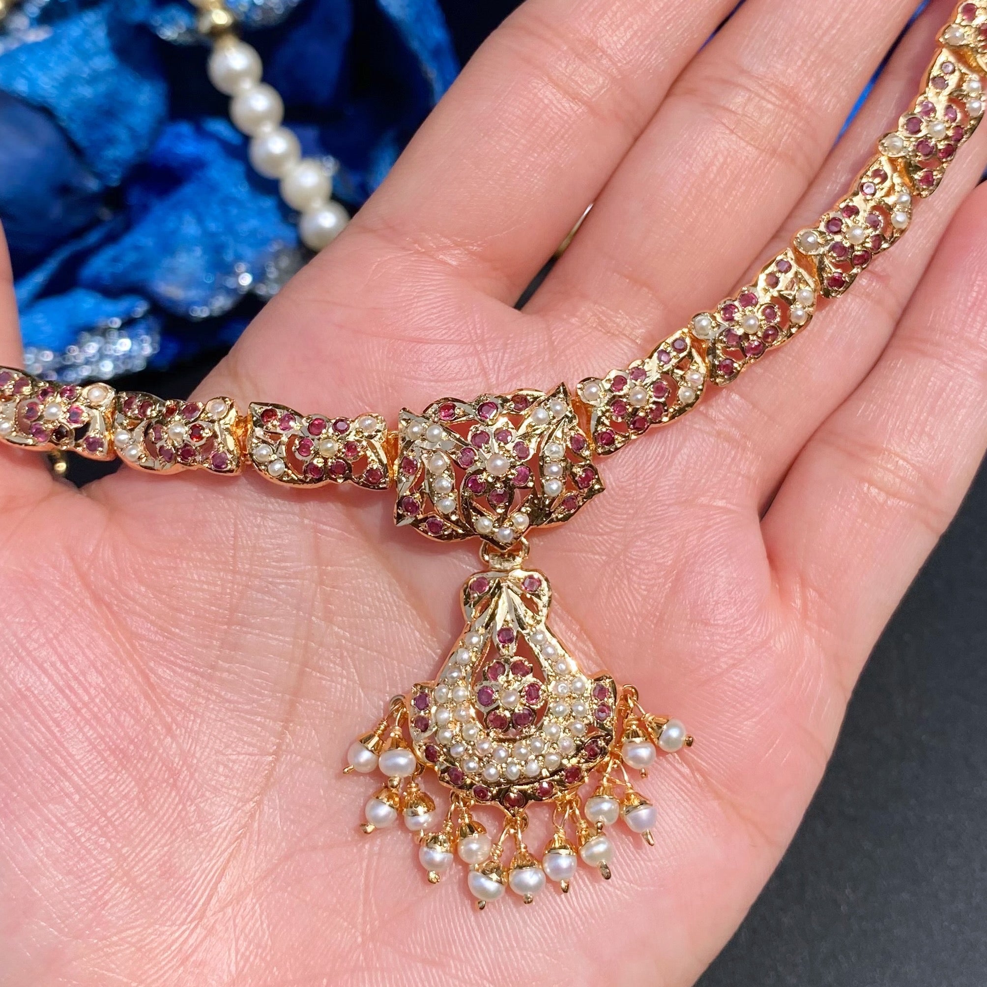 garnet necklace indian