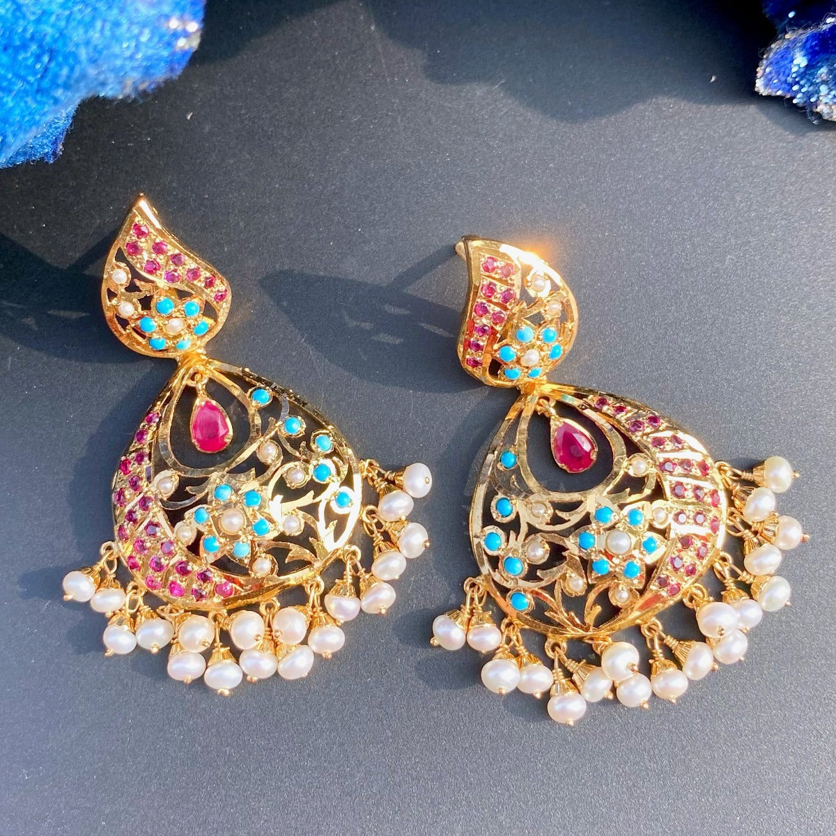 dainty hyderabadi chandbali earrings
