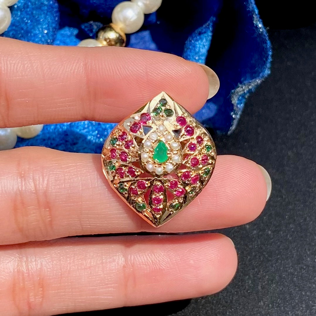 ruby emerald gold plated silver