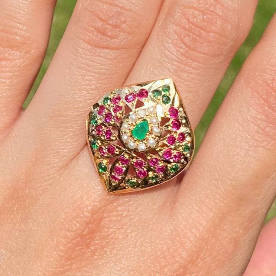 ruby emerald gold plated silver