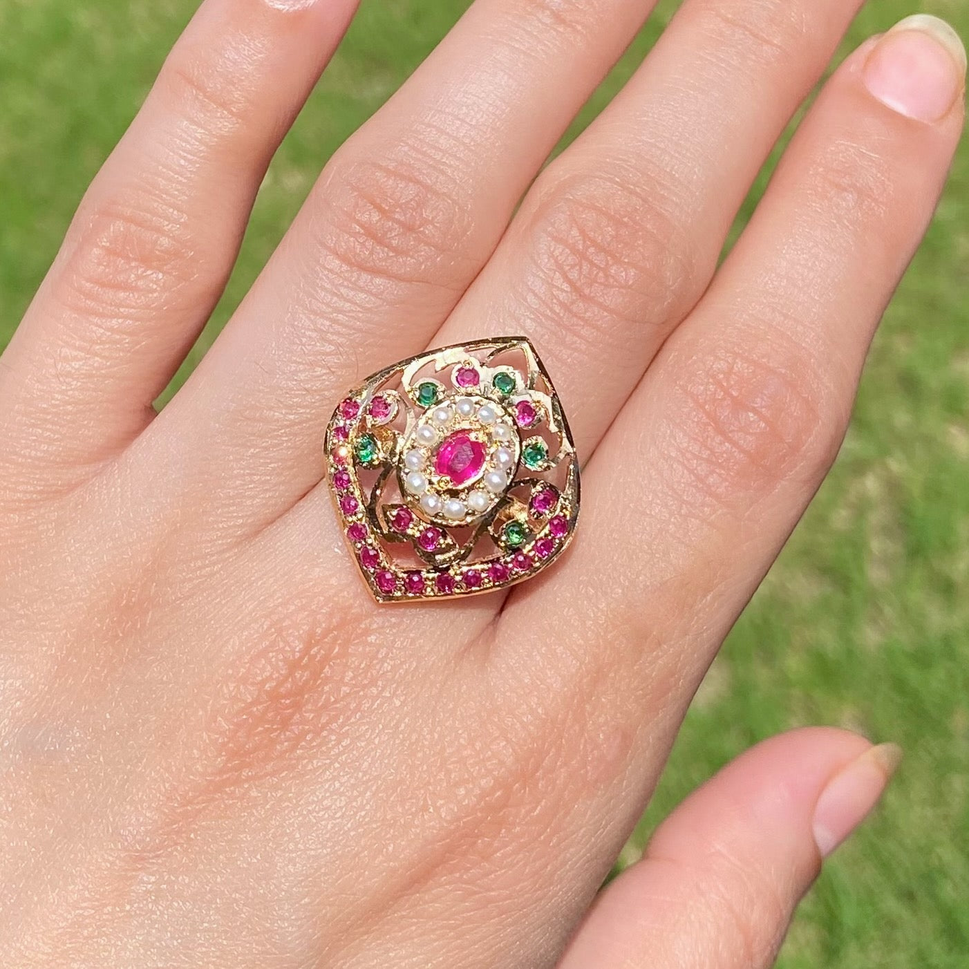 gold plated silver jadau ring