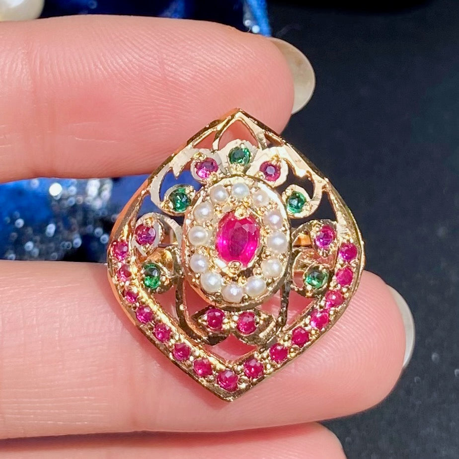 ruby emerald ladies ring