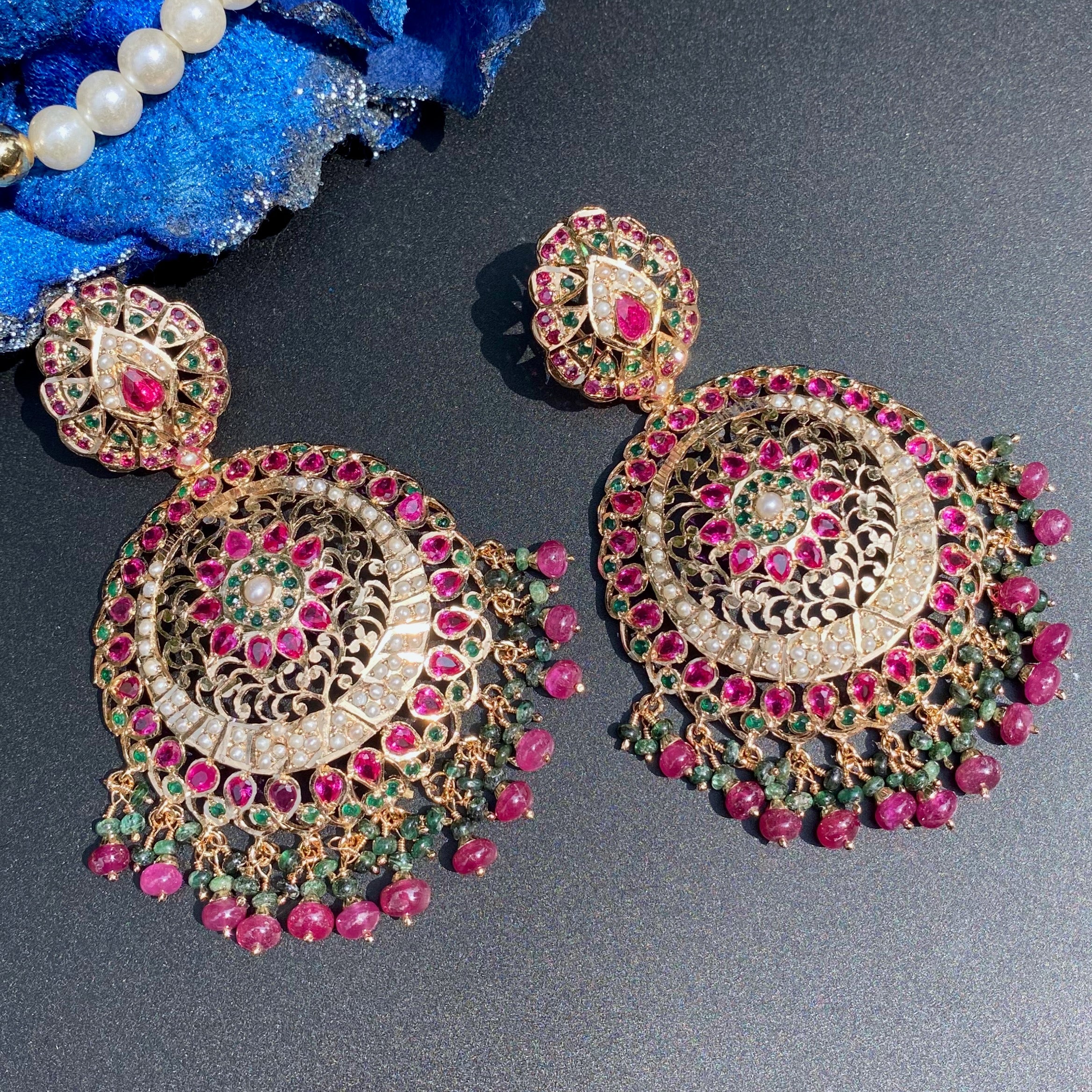 ruby emerald danglers