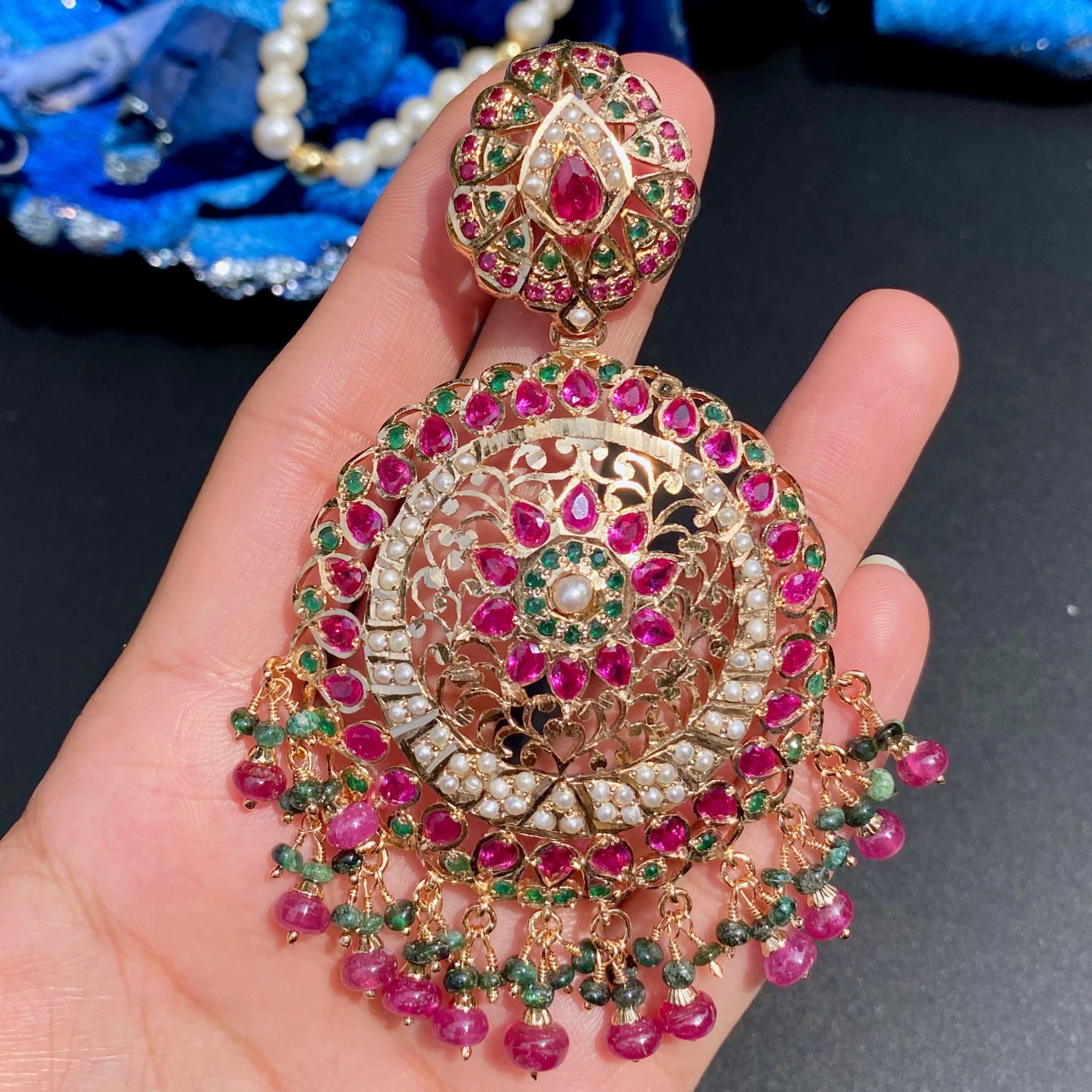 ruby emerald danglers