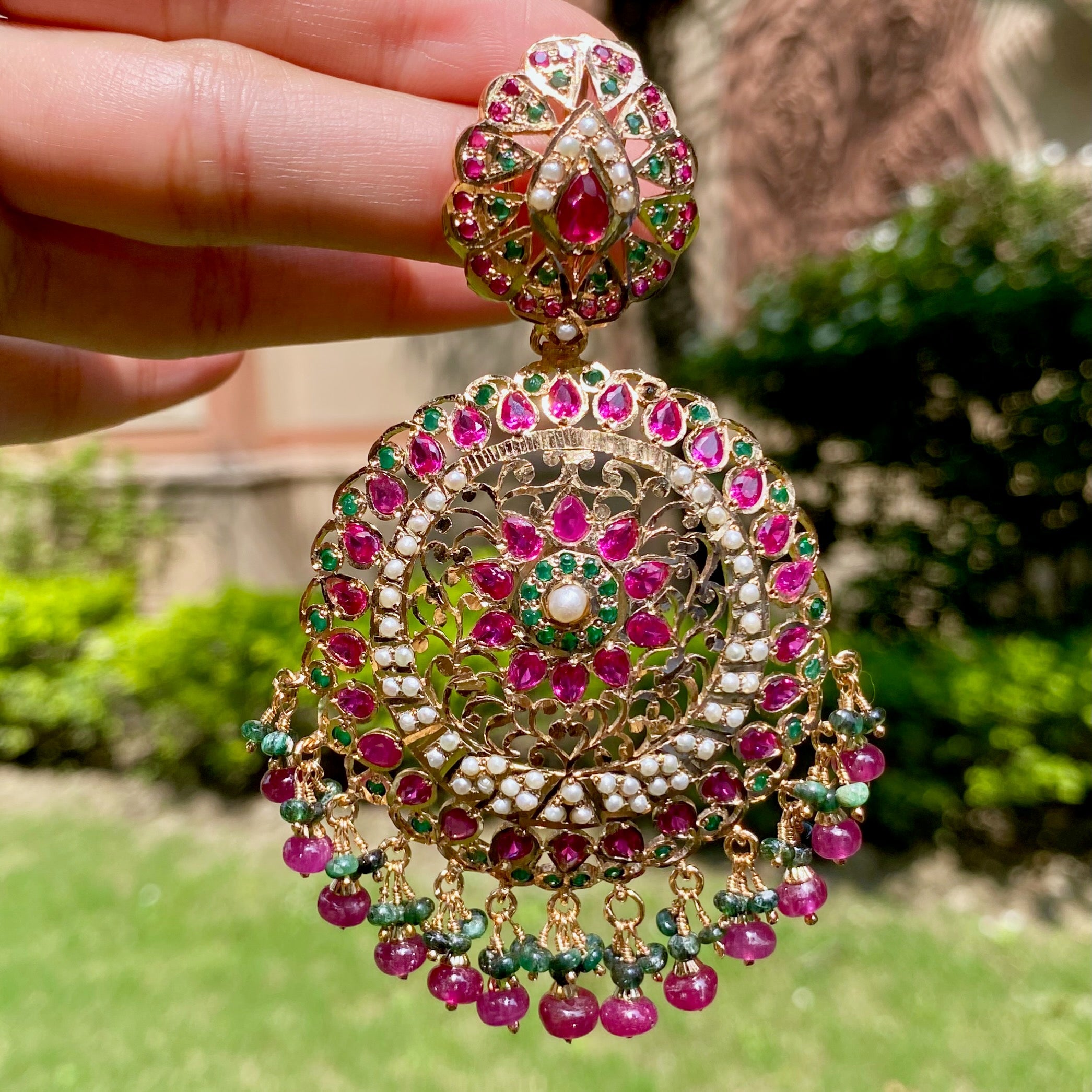 ruby emerald danglers