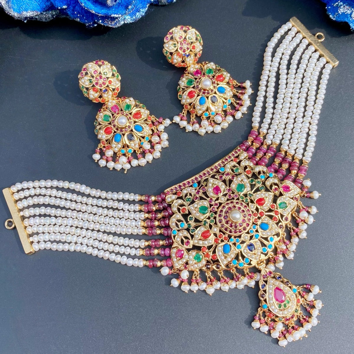lehenga worthy gold plated Hyderabadi choker set