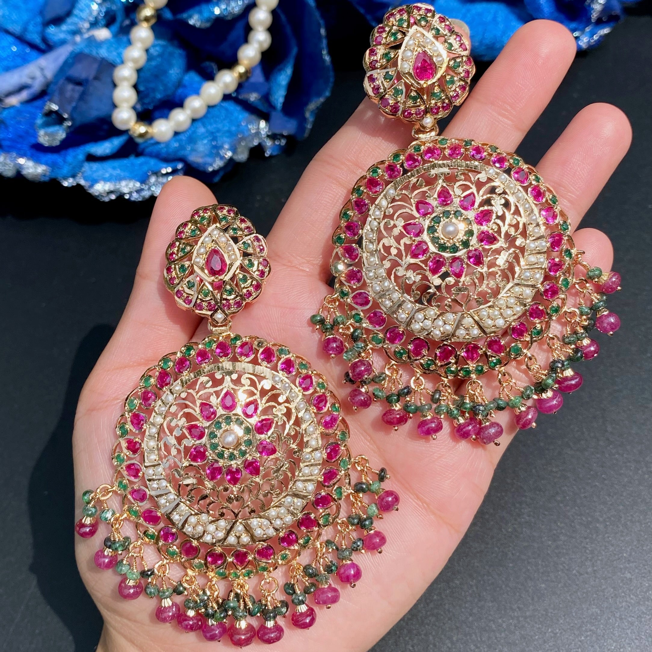 ruby emerald danglers